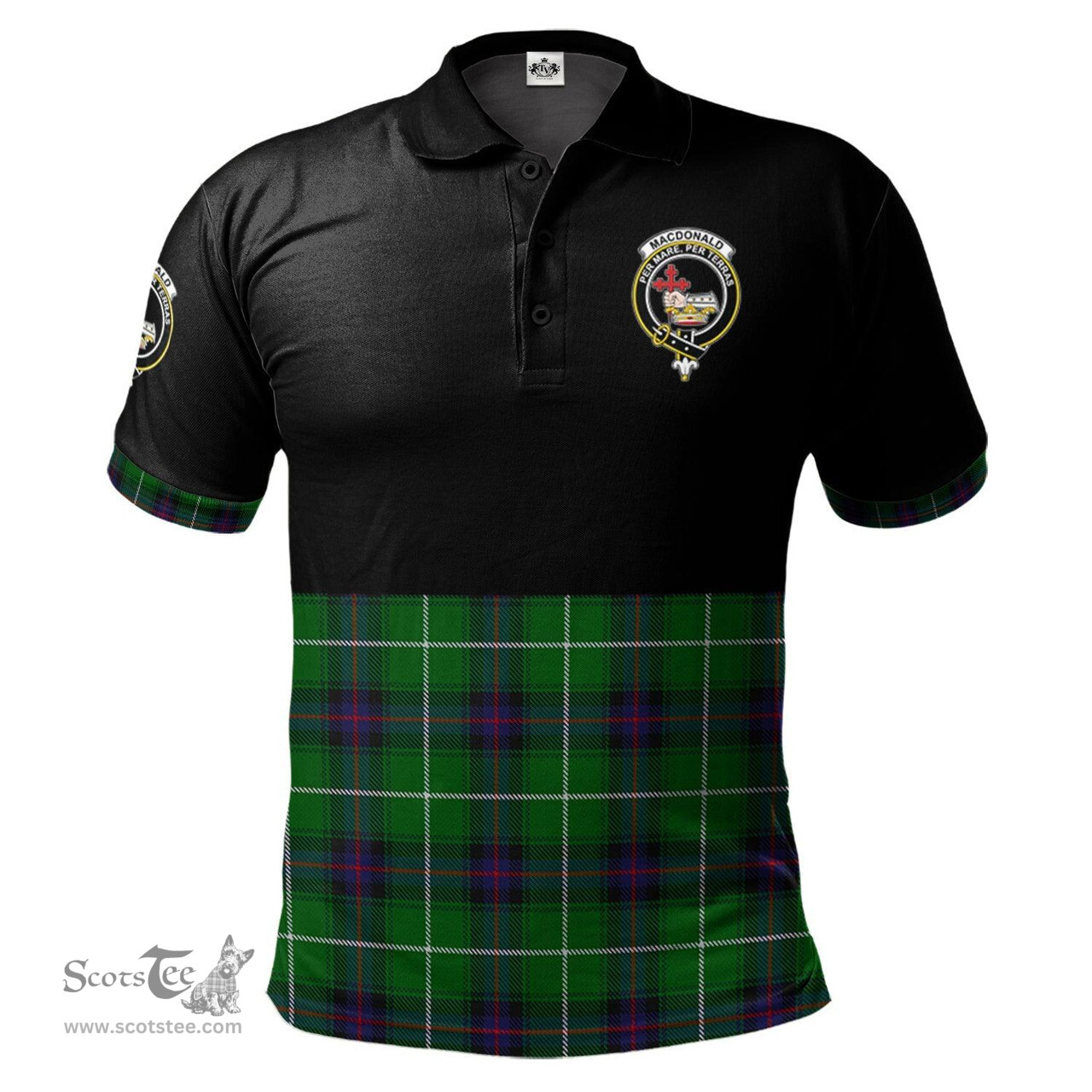Scottish MacDonald of The Isles Clan Half Of Tartan Crest Tartan Polo Shirt Scottish Plaid Tartan Plaid - ScotsTee - scotstee.com