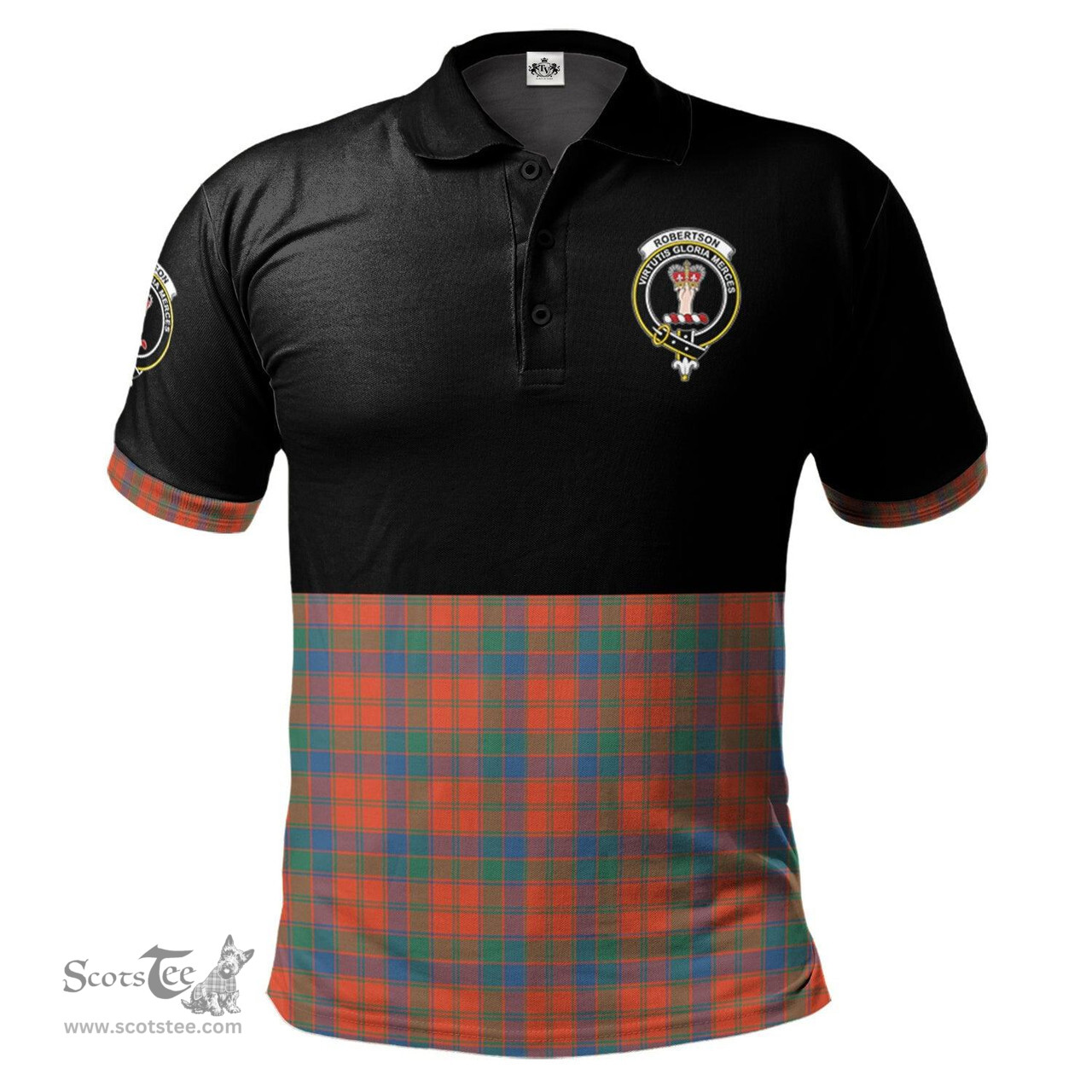Scottish Robertson Ancient Clan Half Of Tartan Crest Tartan Polo Shirt Scottish Plaid Tartan Plaid - ScotsTee - scotstee.com