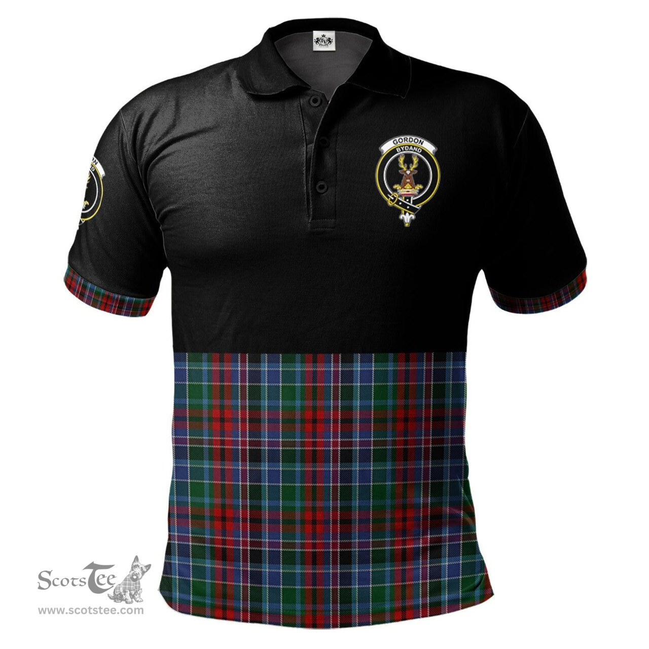 Scottish Gordon Red Clan Half Of Tartan Crest Tartan Polo Shirt Scottish Plaid Tartan Plaid - ScotsTee - scotstee.com