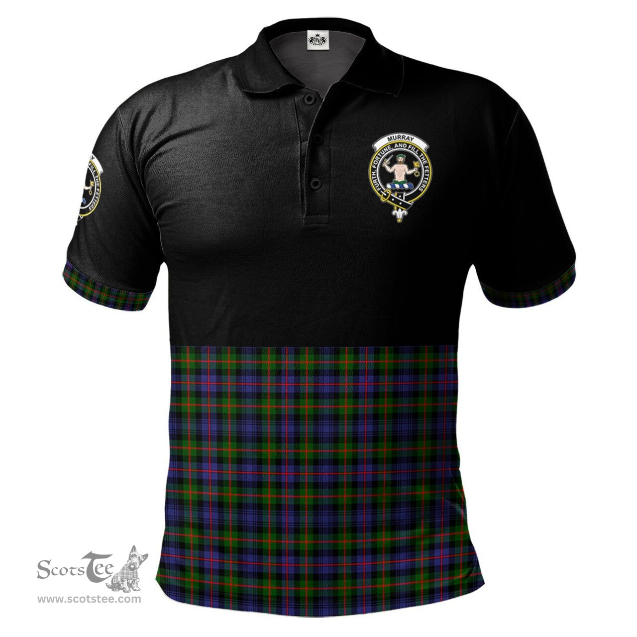 Scottish Murray of Atholl Modern Clan Half Of Tartan Crest Tartan Polo Shirt Scottish Plaid Tartan Plaid - ScotsTee - scotstee.com
