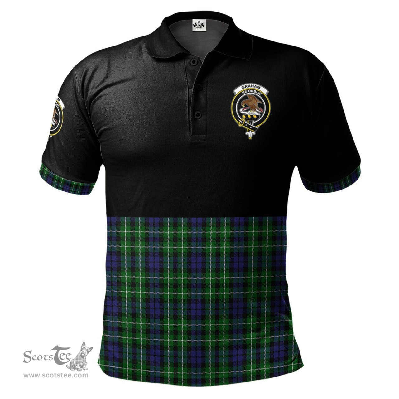 Scottish Graham of Montrose Clan Half Of Tartan Crest Tartan Polo Shirt Scottish Plaid Tartan Plaid - ScotsTee - scotstee.com