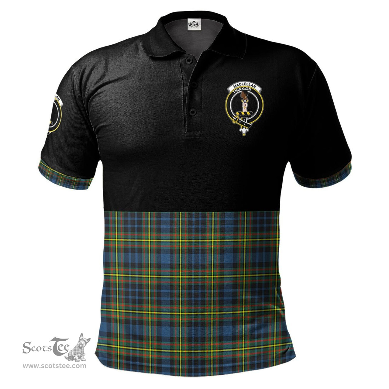 Scottish MacLellan Ancient Clan Half Of Tartan Crest Tartan Polo Shirt Scottish Plaid Tartan Plaid - ScotsTee - scotstee.com