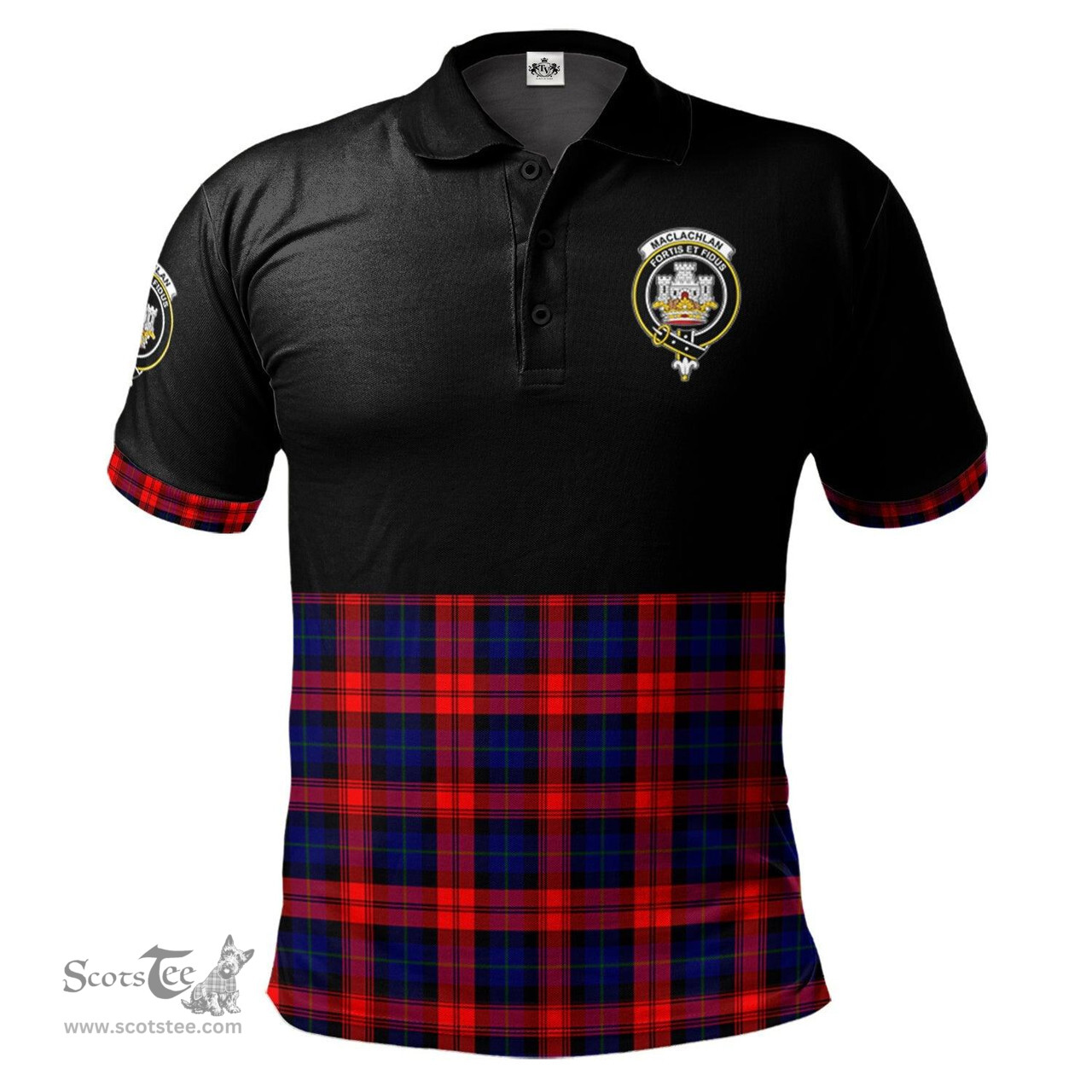 Scottish MacLachlan Modern Clan Half Of Tartan Crest Tartan Polo Shirt Scottish Plaid Tartan Plaid - ScotsTee - scotstee.com