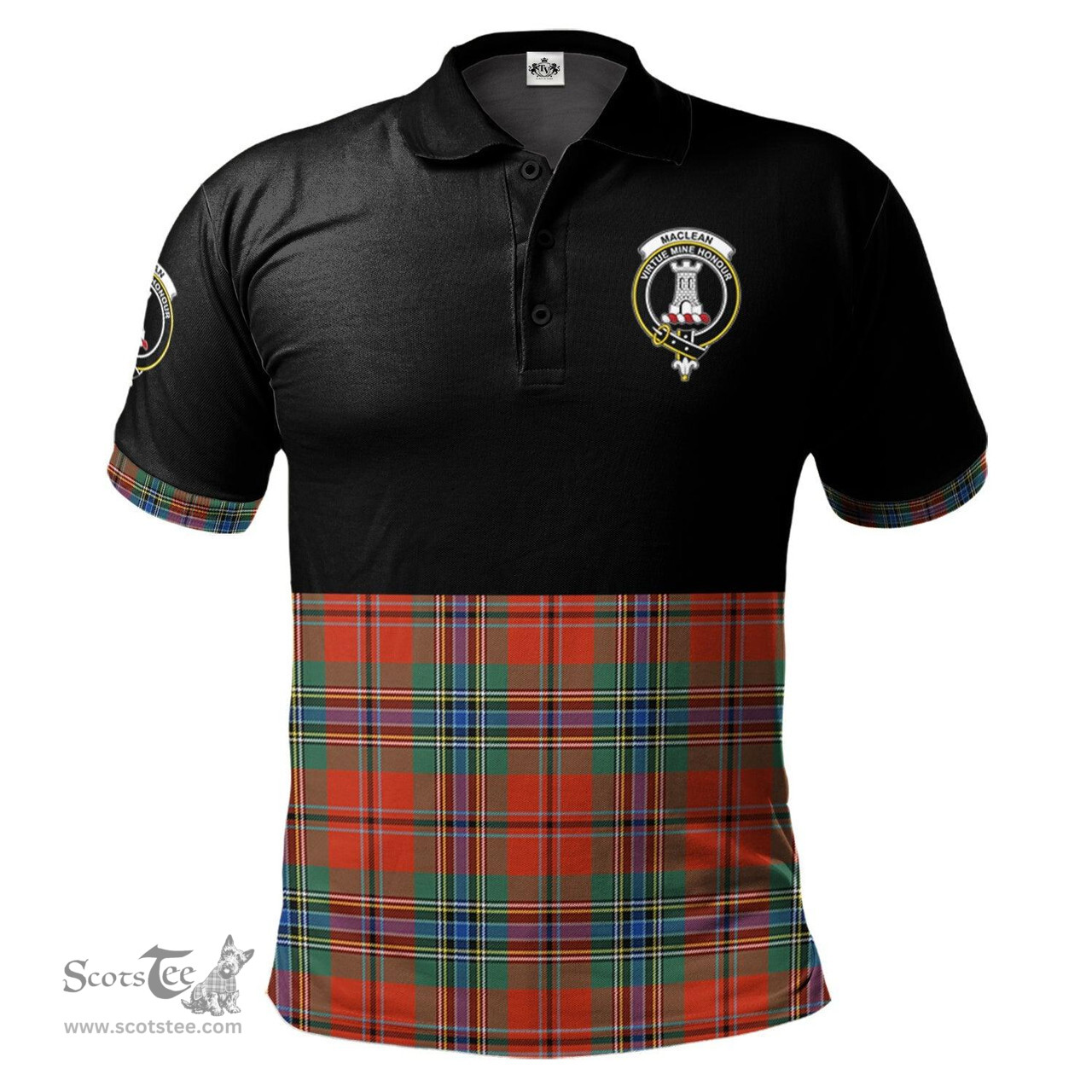 Scottish MacLean of Duart Ancient Clan Half Of Tartan Crest Tartan Polo Shirt Scottish Plaid Tartan Plaid - ScotsTee - scotstee.com