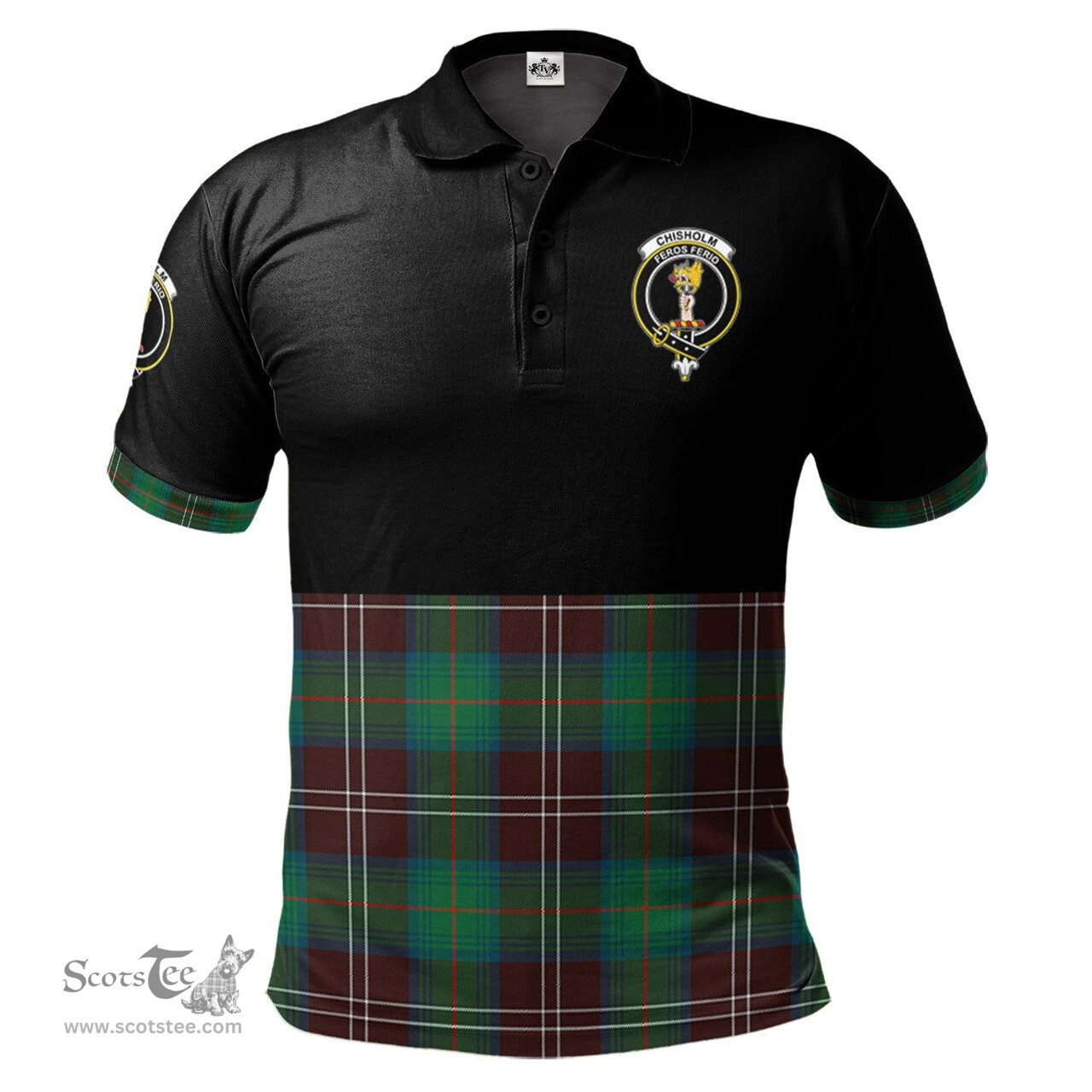 Scottish Chisholm Hunting Ancient Clan Half Of Tartan Crest Tartan Polo Shirt Scottish Plaid Tartan Plaid - ScotsTee - scotstee.com