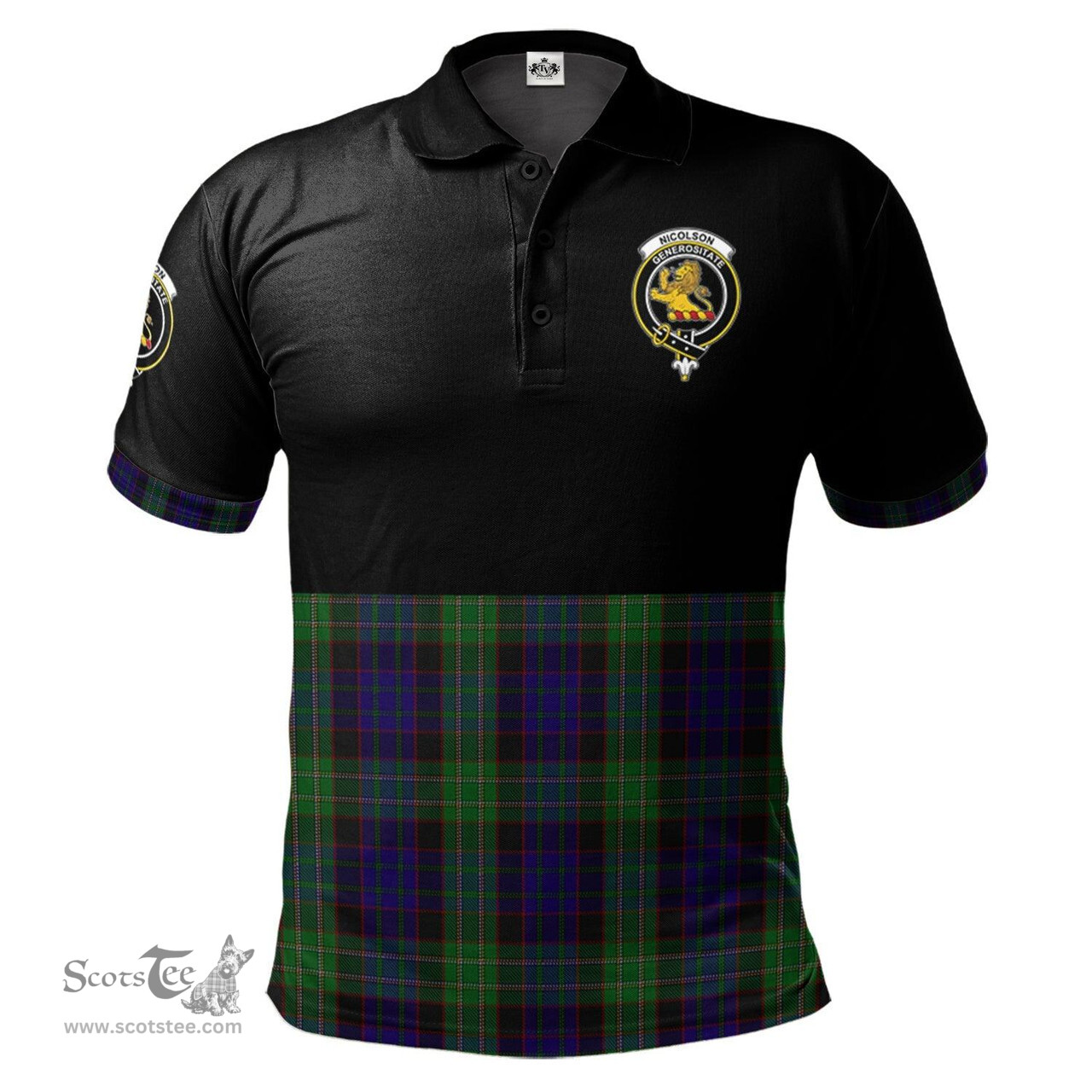 Scottish Nicolson Green Hunting Clan Half Of Tartan Crest Tartan Polo Shirt Scottish Plaid Tartan Plaid - ScotsTee - scotstee.com