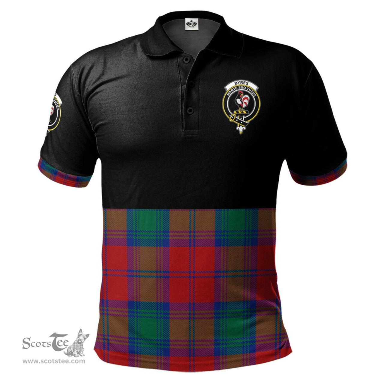 Scottish Byres (Byses) Clan Half Of Tartan Crest Tartan Polo Shirt Scottish Plaid Tartan Plaid - ScotsTee - scotstee.com