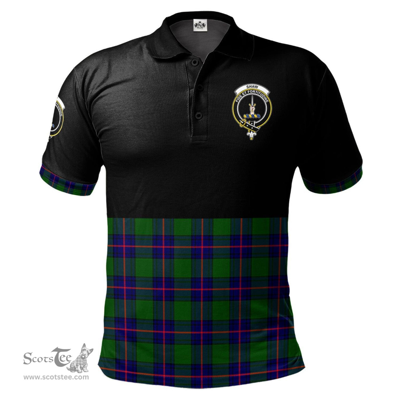 Scottish Shaw Modern Clan Half Of Tartan Crest Tartan Polo Shirt Scottish Plaid Tartan Plaid - ScotsTee - scotstee.com