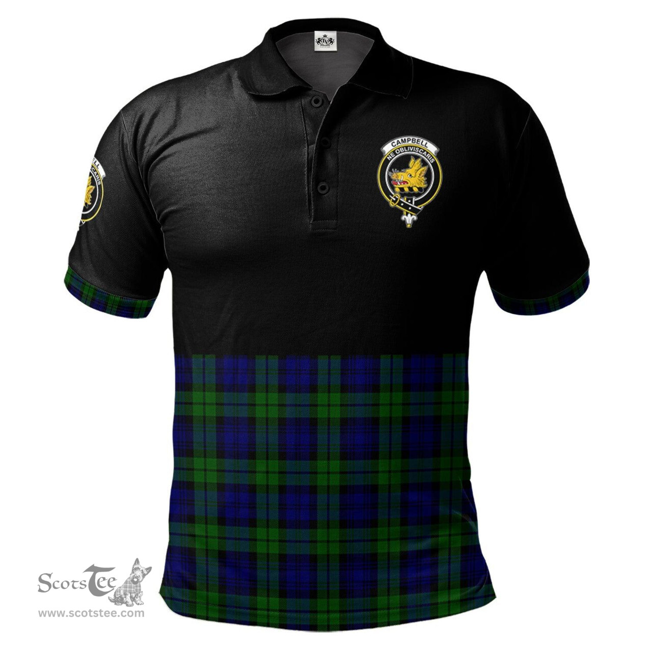Scottish Campbell Modern Clan Half Of Tartan Crest Tartan Polo Shirt Scottish Plaid Tartan Plaid - ScotsTee - scotstee.com