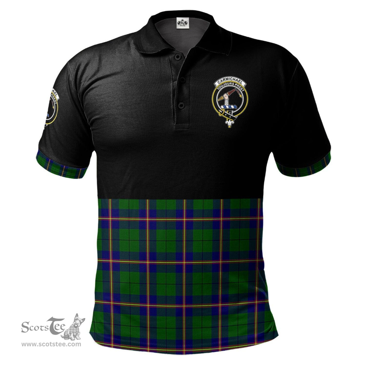 Scottish Carmichael Modern Clan Half Of Tartan Crest Tartan Polo Shirt Scottish Plaid Tartan Plaid - ScotsTee - scotstee.com