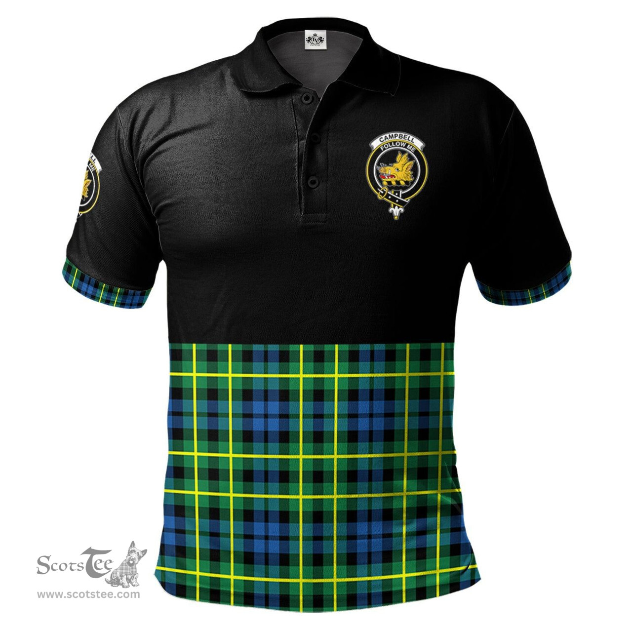 Scottish Campbell of Breadalbane Ancient Clan Half Of Tartan Crest Tartan Polo Shirt Scottish Plaid Tartan Plaid - ScotsTee - scotstee.com