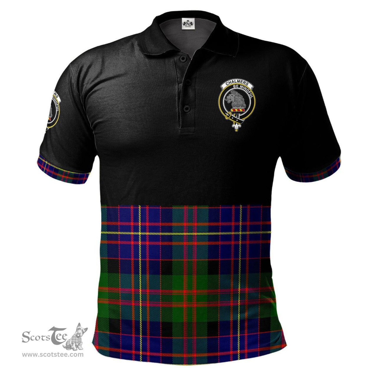 Scottish Chalmers Modern Clan Half Of Tartan Crest Tartan Polo Shirt Scottish Plaid Tartan Plaid - ScotsTee - scotstee.com
