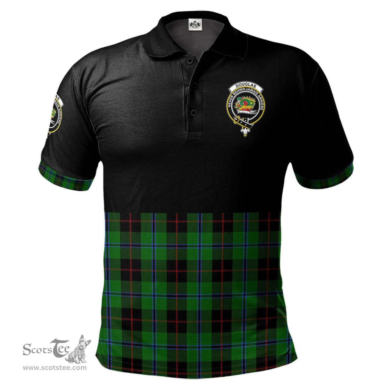Scottish Douglas Black Clan Half Of Tartan Crest Tartan Polo Shirt Scottish Plaid Tartan Plaid - ScotsTee - scotstee.com