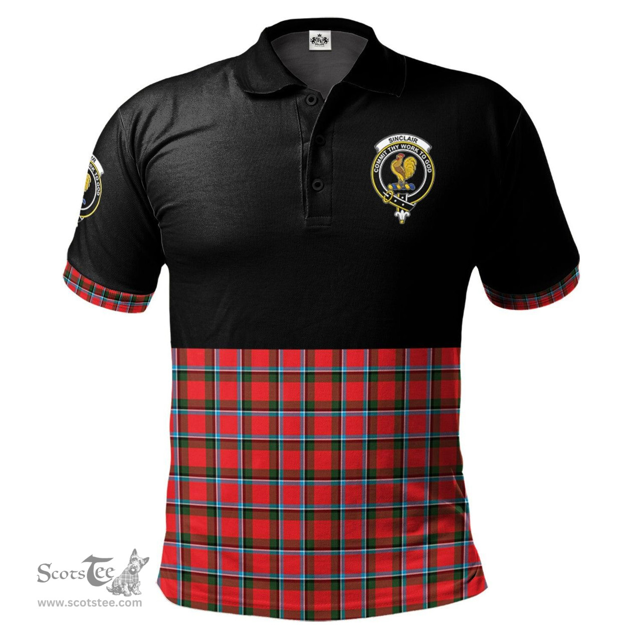 Scottish Sinclair Modern Clan Half Of Tartan Crest Tartan Polo Shirt Scottish Plaid Tartan Plaid - ScotsTee - scotstee.com