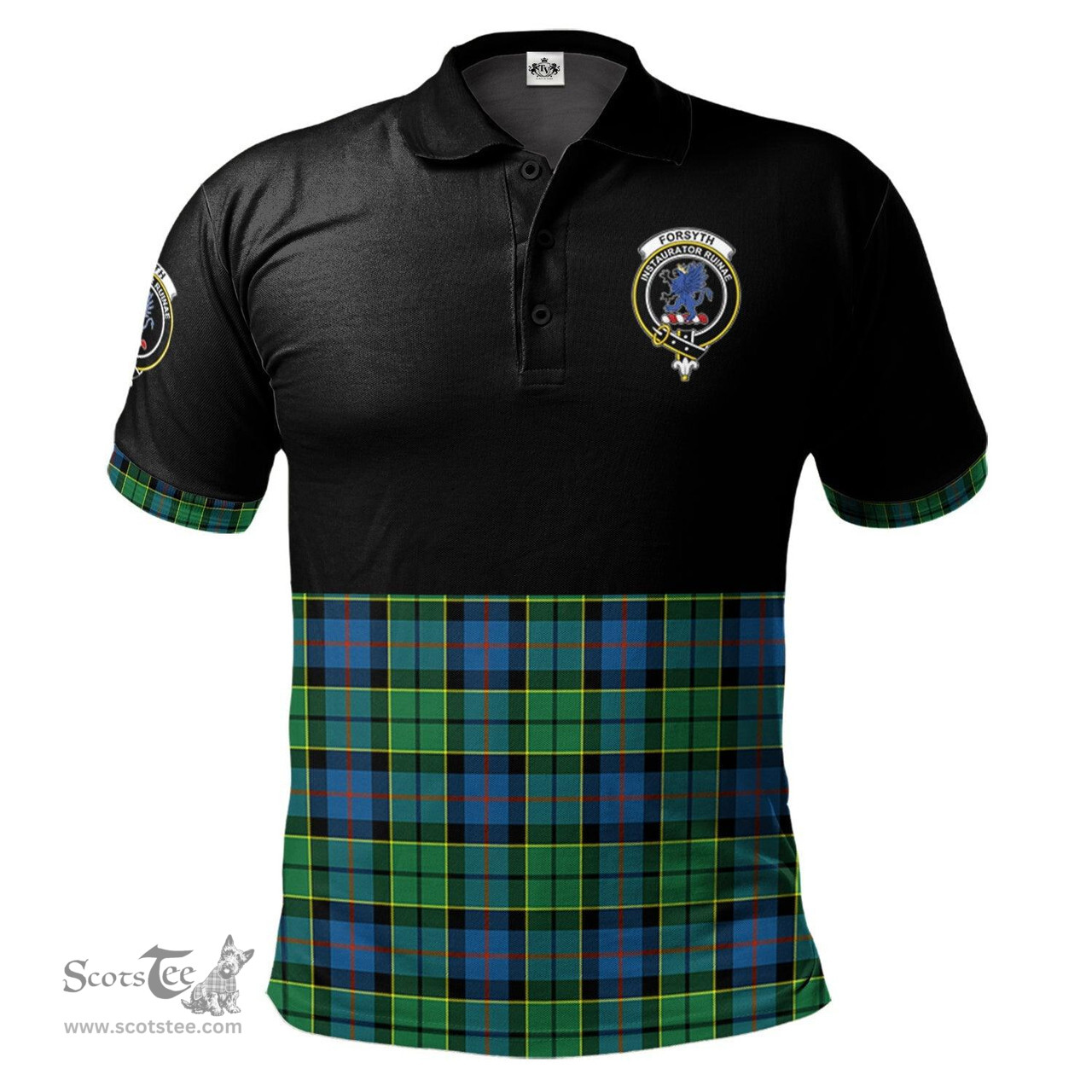 Scottish Forsyth Ancient Clan Half Of Tartan Crest Tartan Polo Shirt Scottish Plaid Tartan Plaid - ScotsTee - scotstee.com