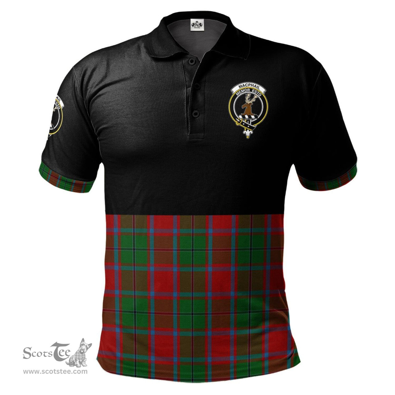 Scottish MacPhail Blue Bands Clan Half Of Tartan Crest Tartan Polo Shirt Scottish Plaid Tartan Plaid - ScotsTee - scotstee.com