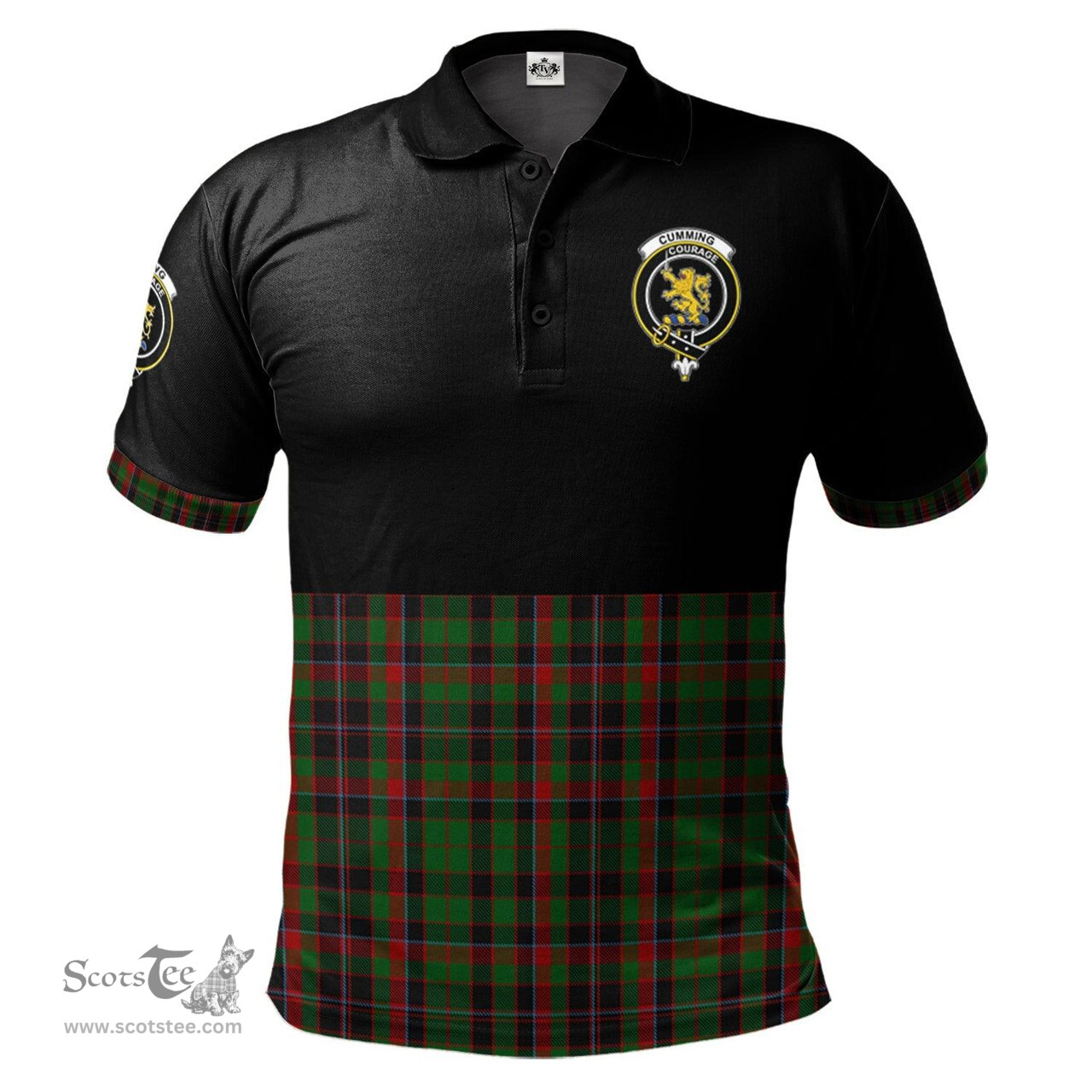 Scottish Cumming Hunting Clan Half Of Tartan Crest Tartan Polo Shirt Scottish Plaid Tartan Plaid - ScotsTee - scotstee.com