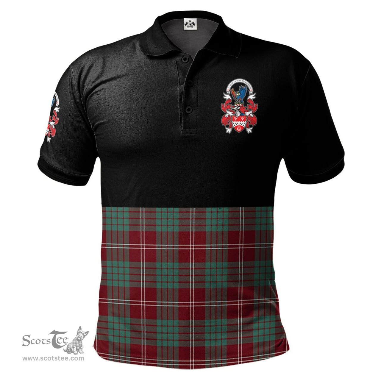 Scottish Crawford Modern of NewZealand Clan Half Of Tartan Crest Tartan Polo Shirt Scottish Plaid Tartan Plaid - ScotsTee - scotstee.com
