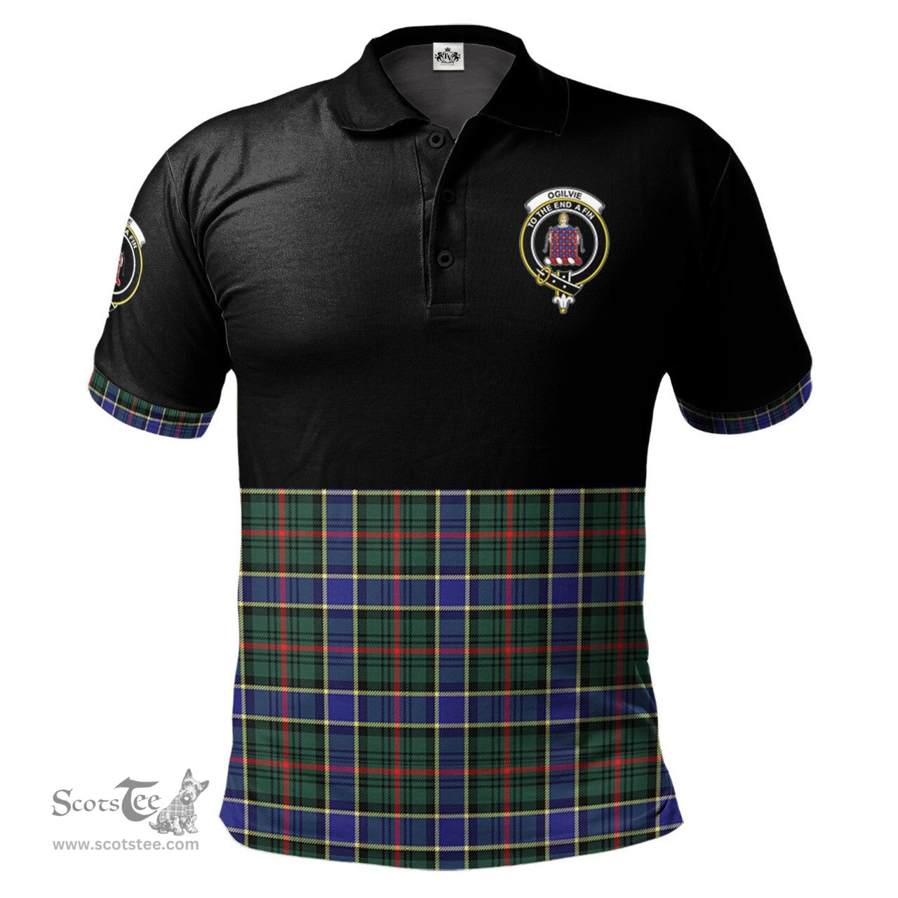 Scottish Ogilvie (Ogilvy) Hunting Modern Clan Half Of Tartan Crest Tartan Polo Shirt Scottish Plaid Tartan Plaid - ScotsTee - scotstee.com