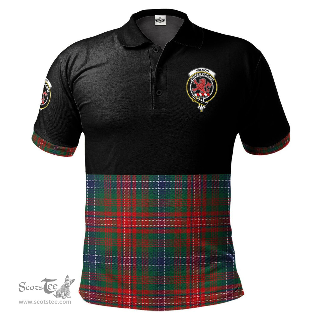 Scottish Wilson Modern Clan Half Of Tartan Crest Tartan Polo Shirt Scottish Plaid Tartan Plaid - ScotsTee - scotstee.com