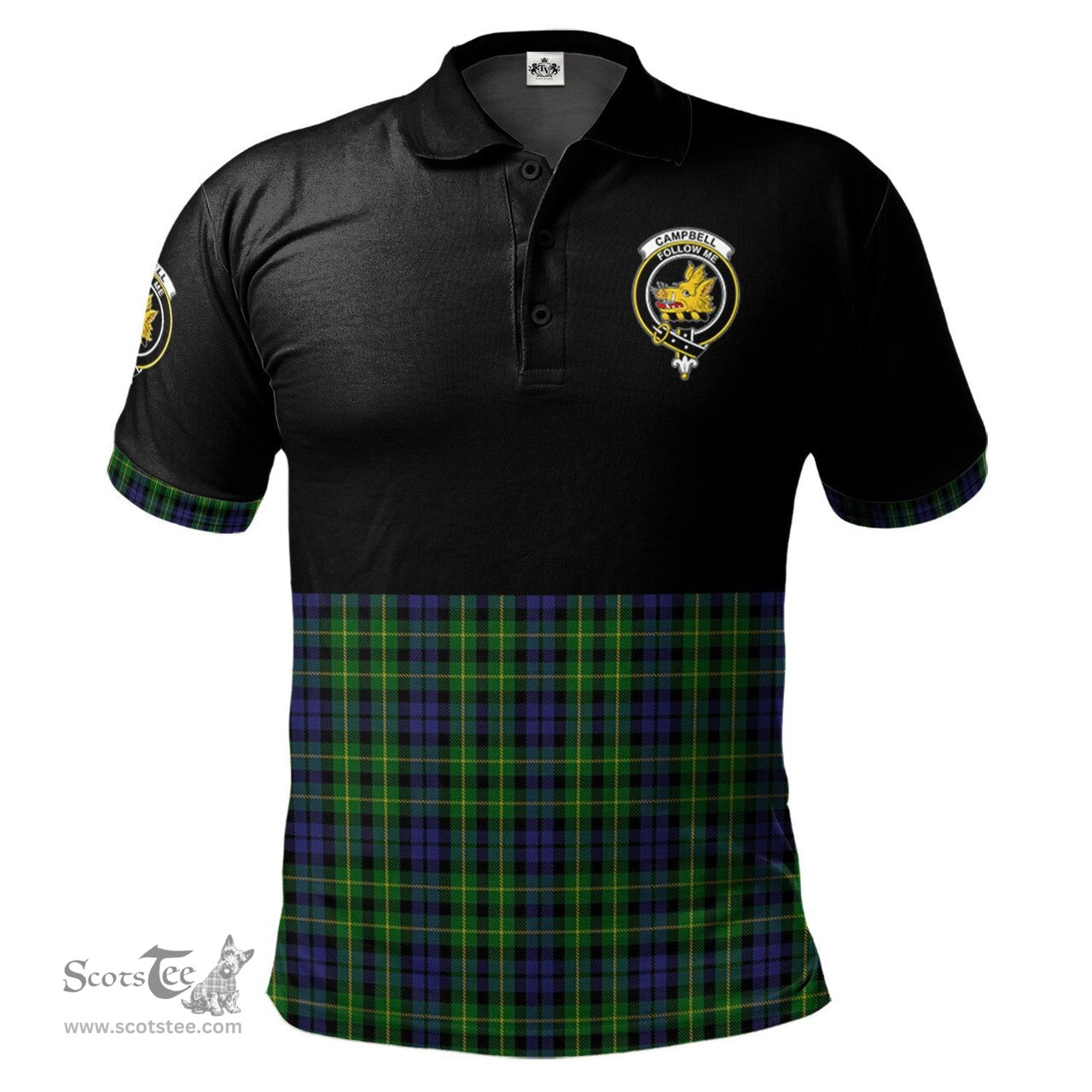 Scottish Campbell of Breadalbane Clan Half Of Tartan Crest Tartan Polo Shirt Scottish Plaid Tartan Plaid - ScotsTee - scotstee.com
