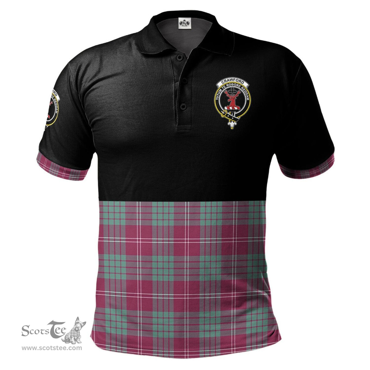 Scottish Crawford Ancient Clan Half Of Tartan Crest Tartan Polo Shirt Scottish Plaid Tartan Plaid - ScotsTee - scotstee.com