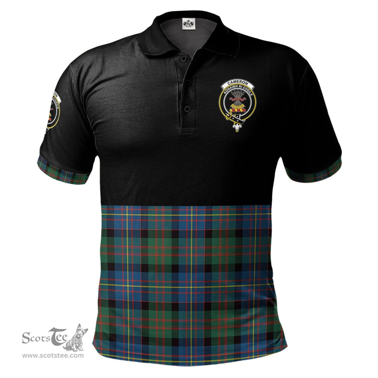 Scottish Cameron of Erracht Ancient Clan Half Of Tartan Crest Tartan Polo Shirt Scottish Plaid Tartan Plaid - ScotsTee - scotstee.com