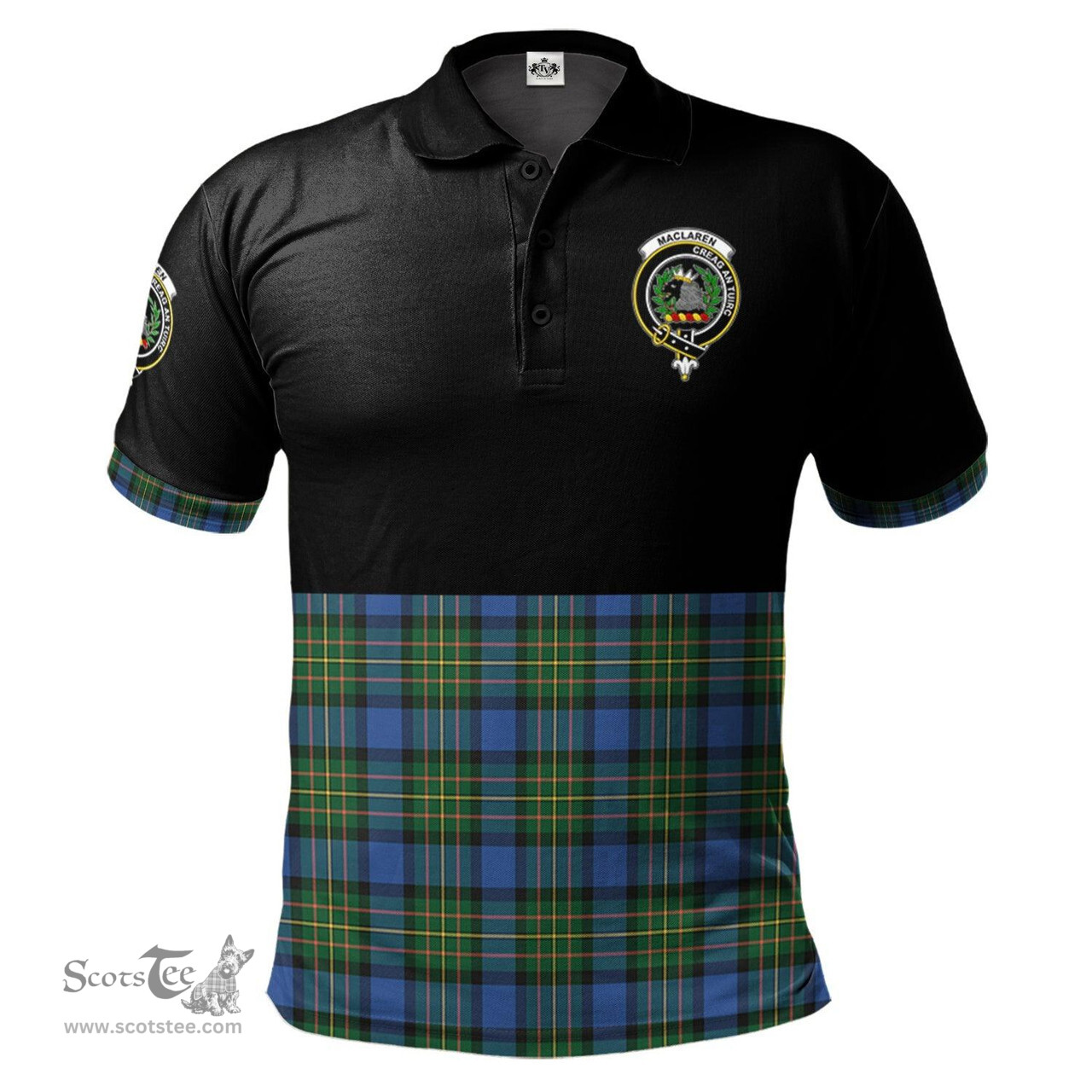 Scottish MacLaren Ancient Clan Half Of Tartan Crest Tartan Polo Shirt Scottish Plaid Tartan Plaid - ScotsTee - scotstee.com