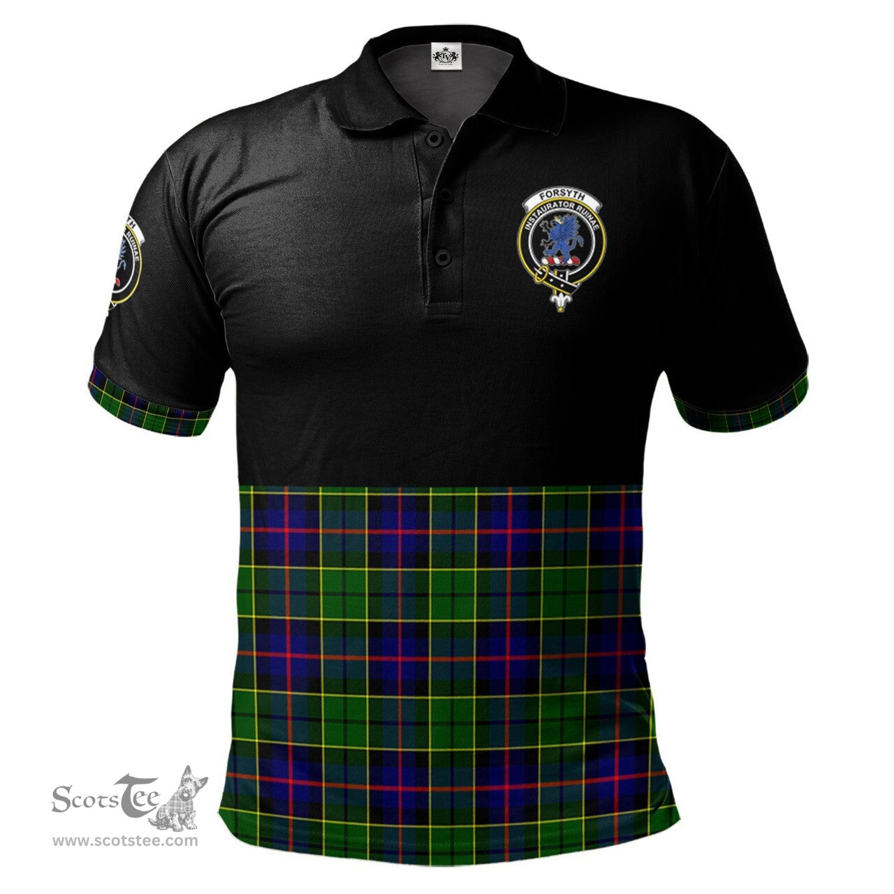 Scottish Forsyth Modern Clan Half Of Tartan Crest Tartan Polo Shirt Scottish Plaid Tartan Plaid - ScotsTee - scotstee.com