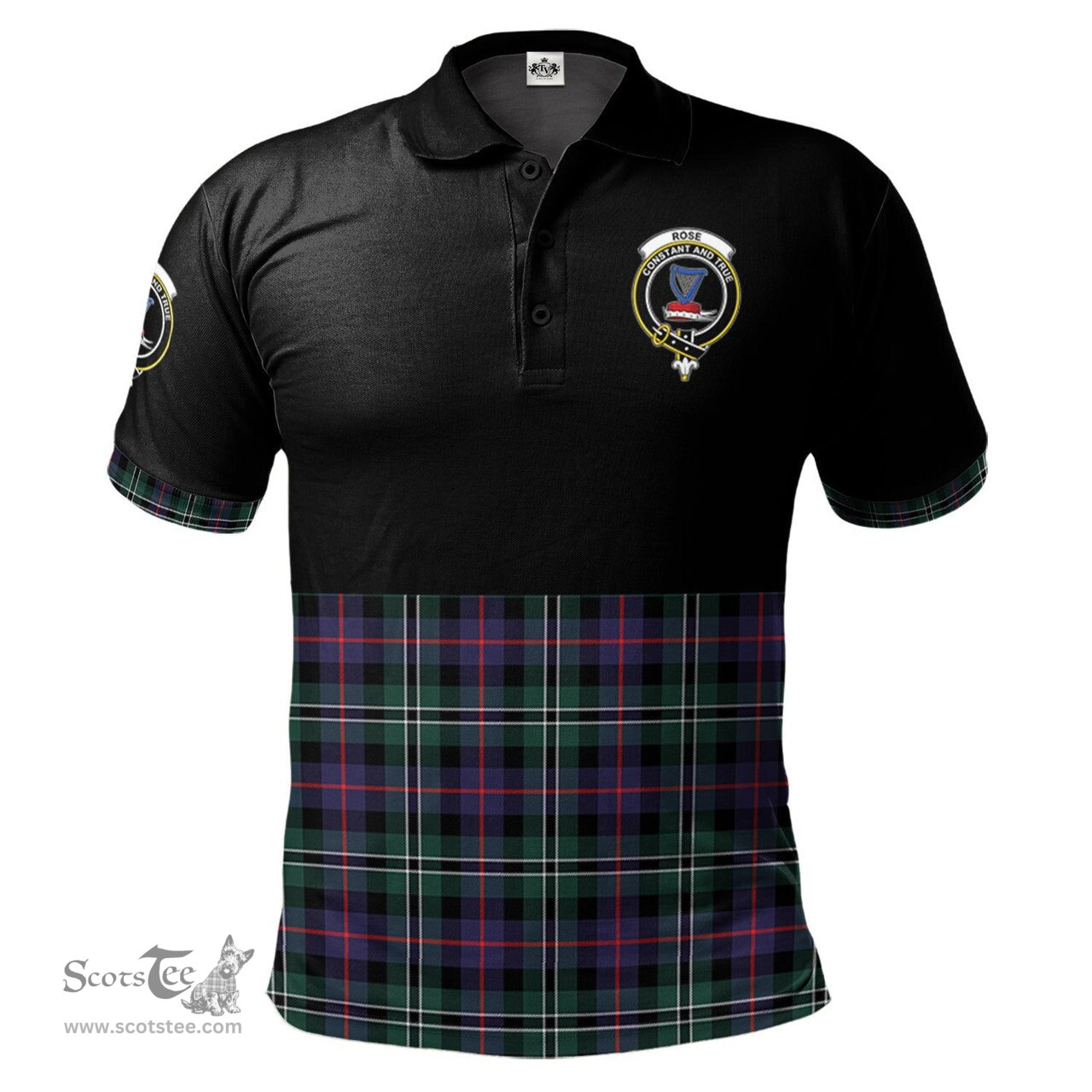 Scottish Rose Hunting Modern Clan Half Of Tartan Crest Tartan Polo Shirt Scottish Plaid Tartan Plaid - ScotsTee - scotstee.com
