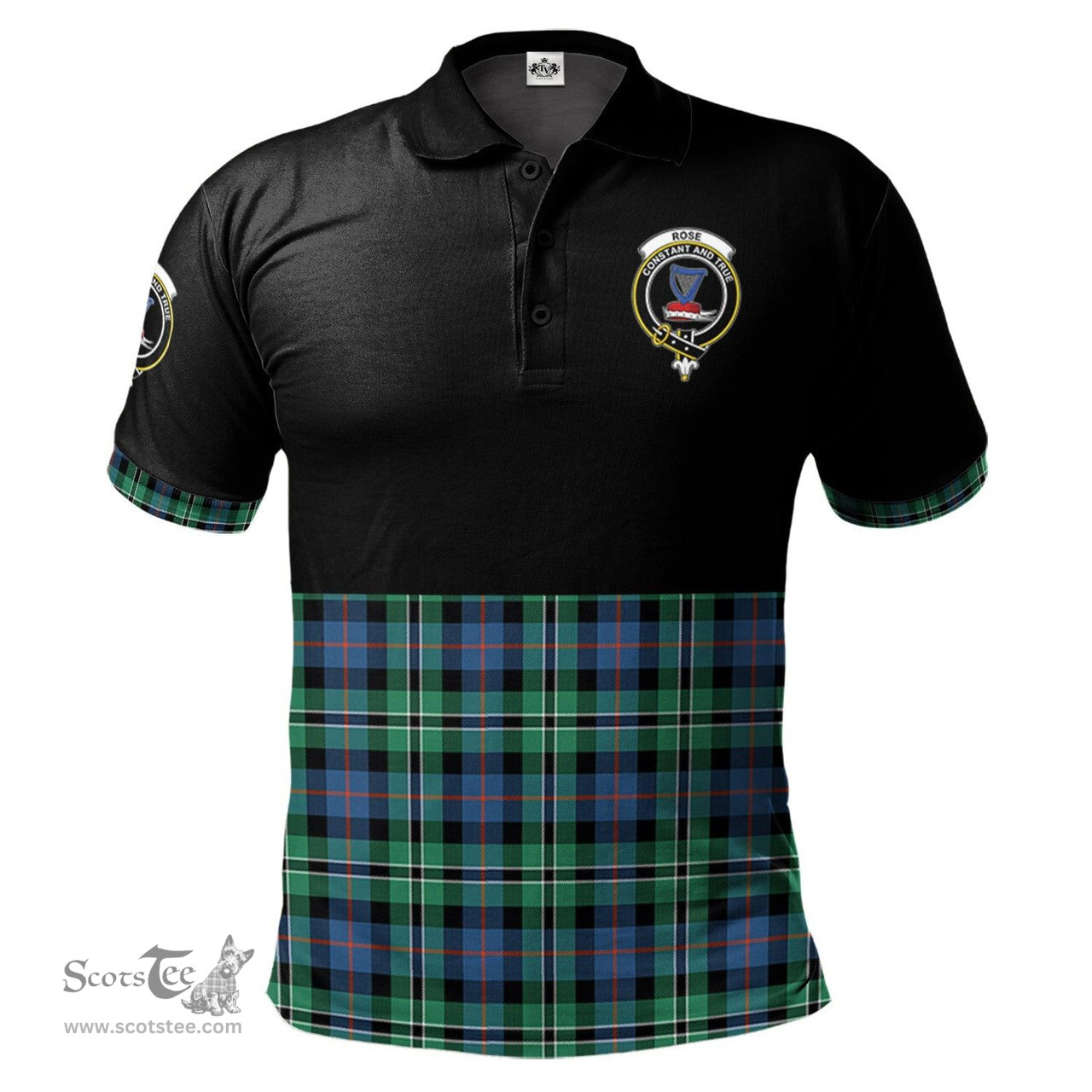 Scottish Rose Hunting Ancient Clan Half Of Tartan Crest Tartan Polo Shirt Scottish Plaid Tartan Plaid - ScotsTee - scotstee.com