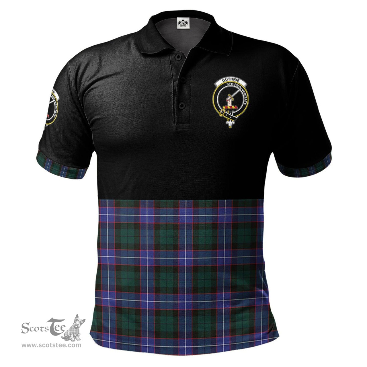 Scottish Guthrie Modern Clan Half Of Tartan Crest Tartan Polo Shirt Scottish Plaid Tartan Plaid - ScotsTee - scotstee.com
