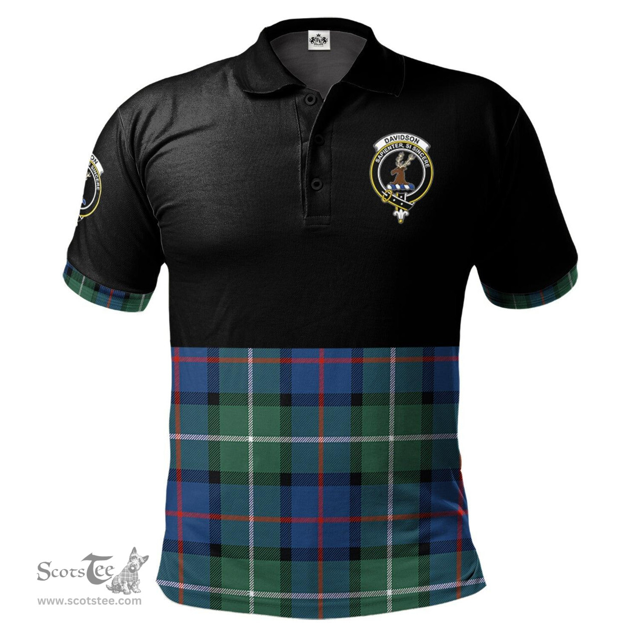 Scottish Davidson of Tulloch Clan Half Of Tartan Crest Tartan Polo Shirt Scottish Plaid Tartan Plaid - ScotsTee - scotstee.com
