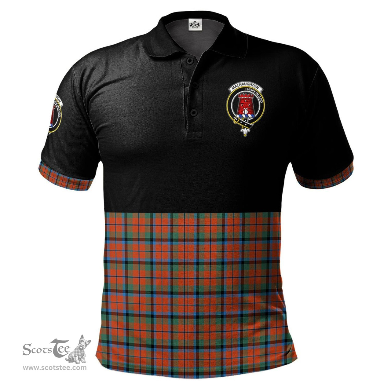 Scottish MacNaughton Ancient Clan Half Of Tartan Crest Tartan Polo Shirt Scottish Plaid Tartan Plaid - ScotsTee - scotstee.com