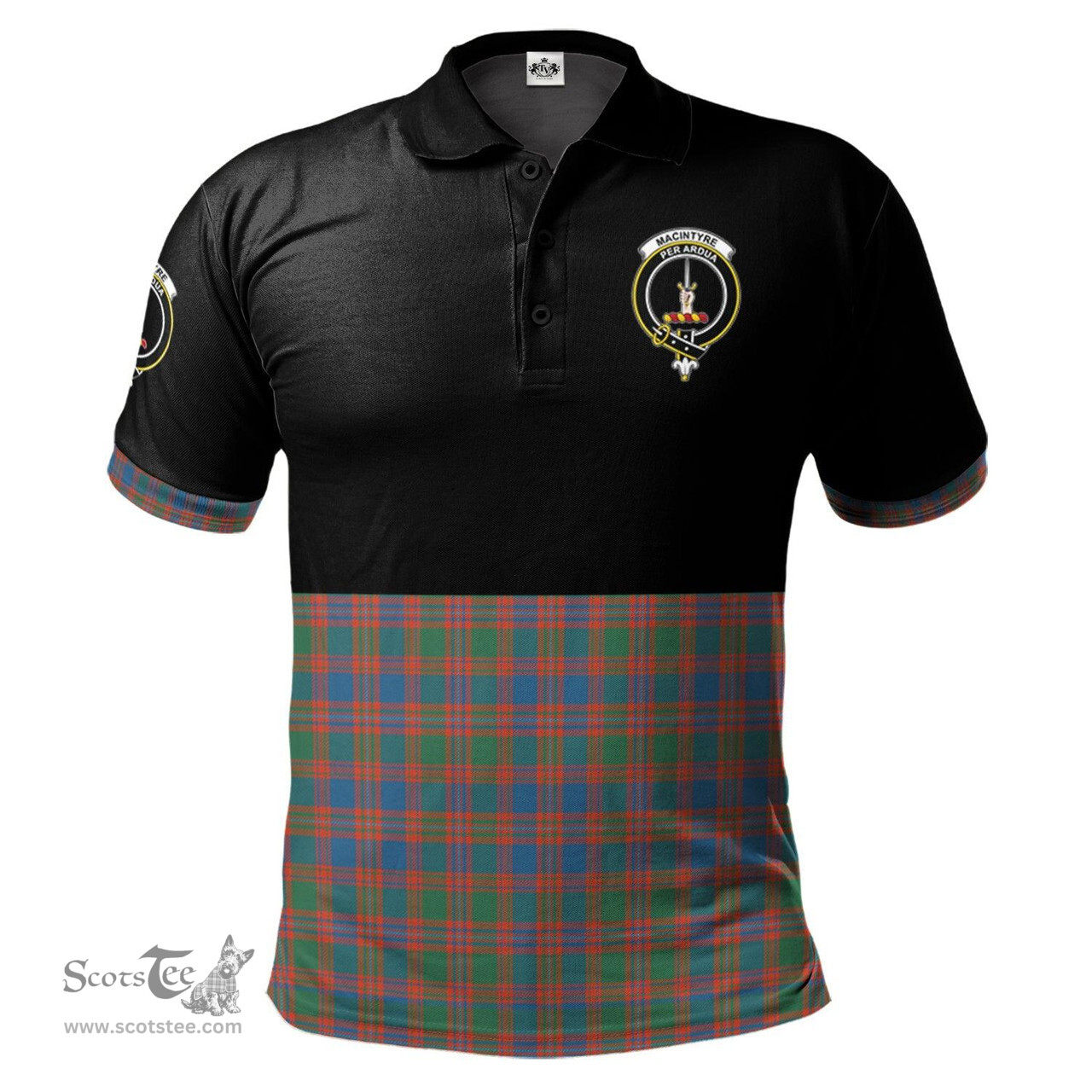 Scottish MacIntyre Ancient Clan Half Of Tartan Crest Tartan Polo Shirt Scottish Plaid Tartan Plaid - ScotsTee - scotstee.com