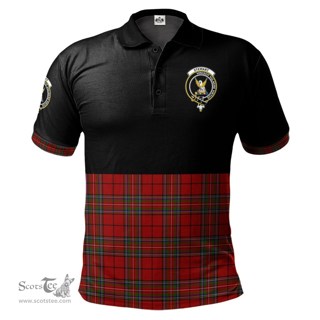 Scottish Stewart of Galloway Clan Half Of Tartan Crest Tartan Polo Shirt Scottish Plaid Tartan Plaid - ScotsTee - scotstee.com