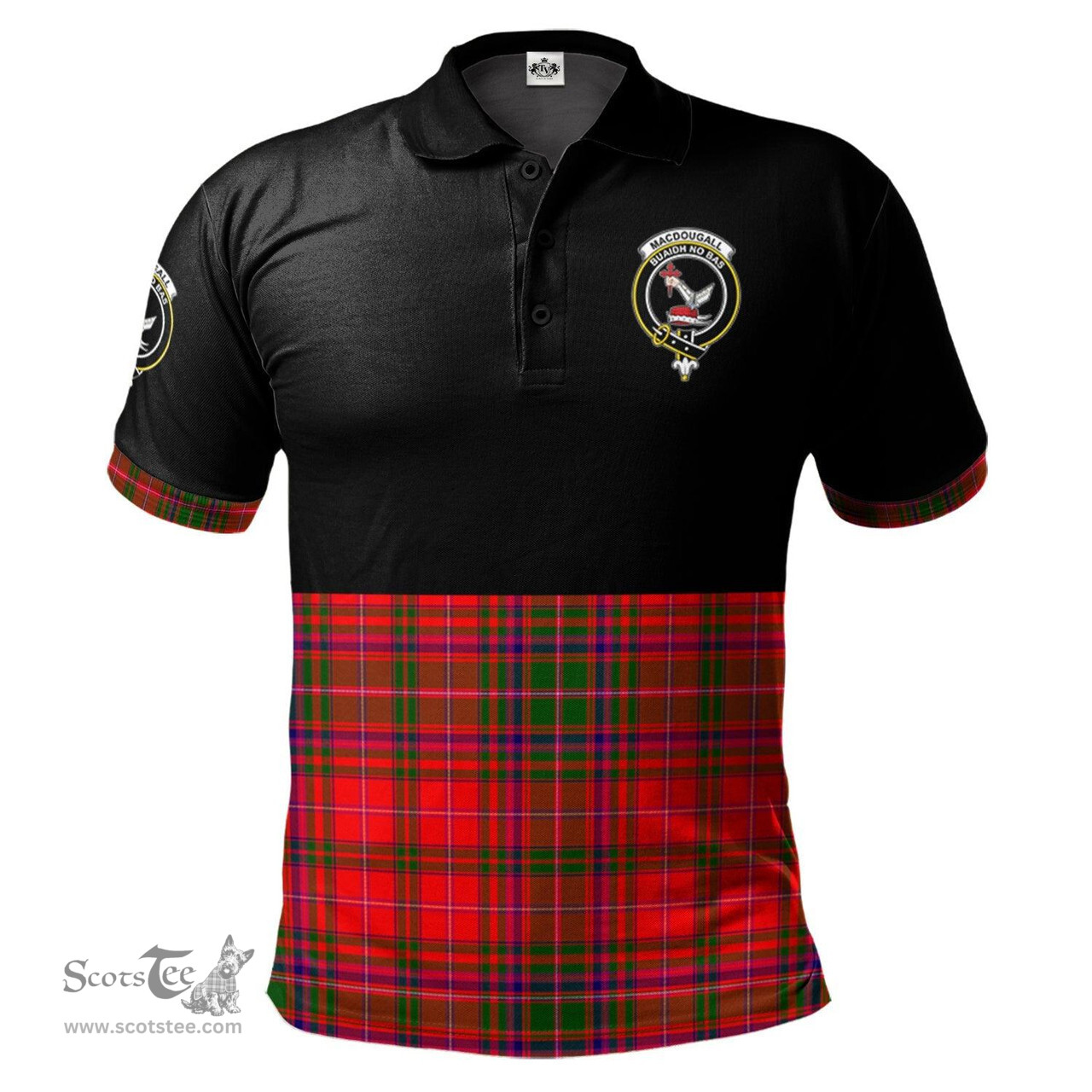 Scottish MacDougall Modern Clan Half Of Tartan Crest Tartan Polo Shirt Scottish Plaid Tartan Plaid - ScotsTee - scotstee.com