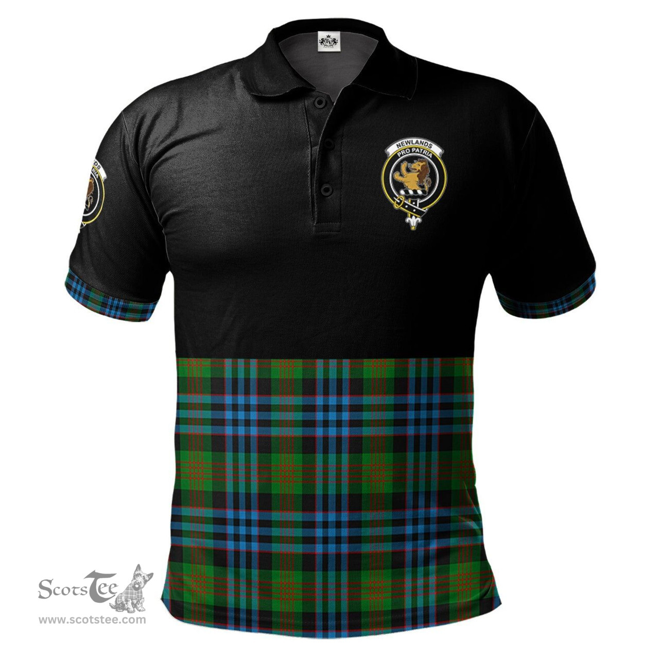 Scottish Newlands of Lauriston Clan Half Of Tartan Crest Tartan Polo Shirt Scottish Plaid Tartan Plaid - ScotsTee - scotstee.com