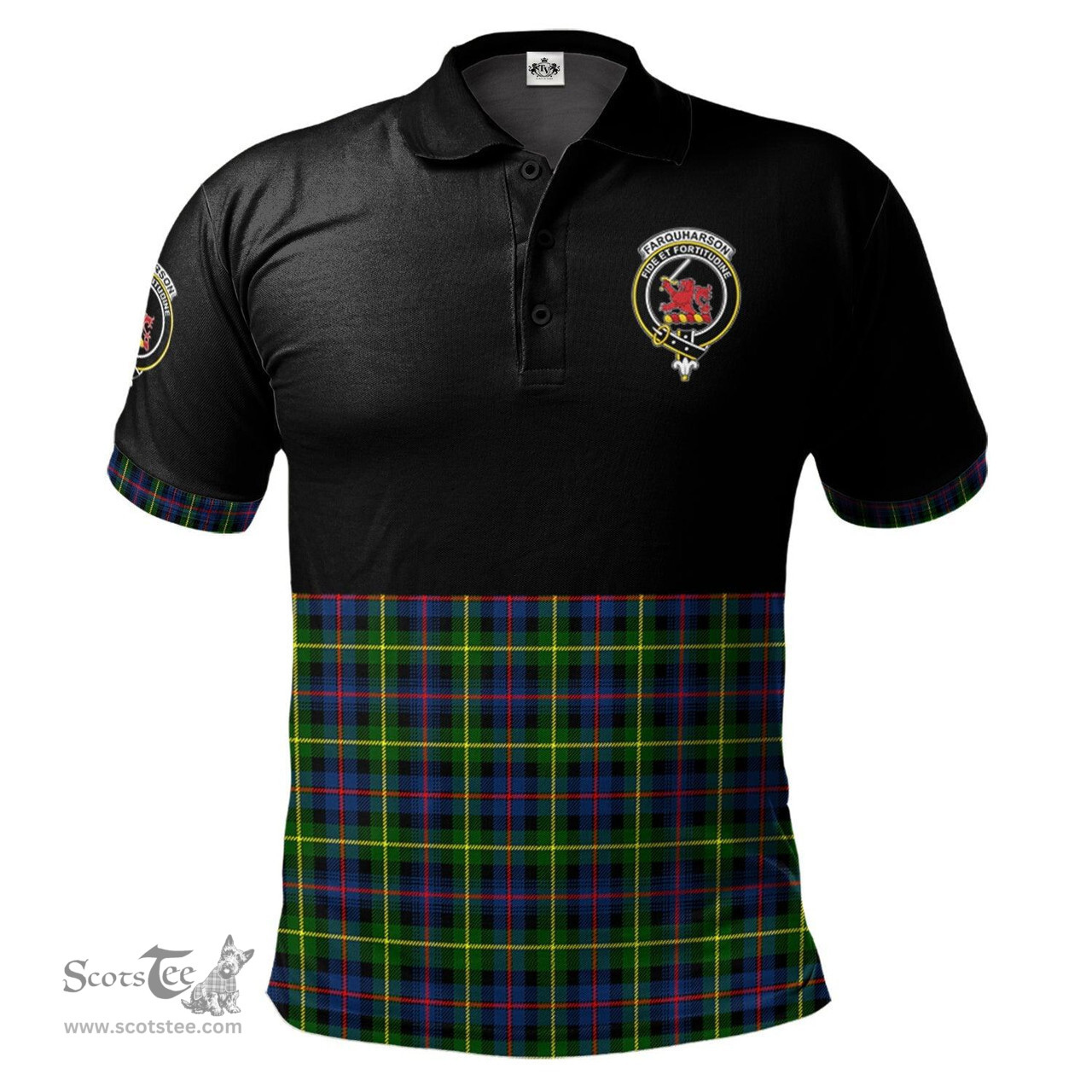 Scottish Farquharson Modern Clan Half Of Tartan Crest Tartan Polo Shirt Scottish Plaid Tartan Plaid - ScotsTee - scotstee.com