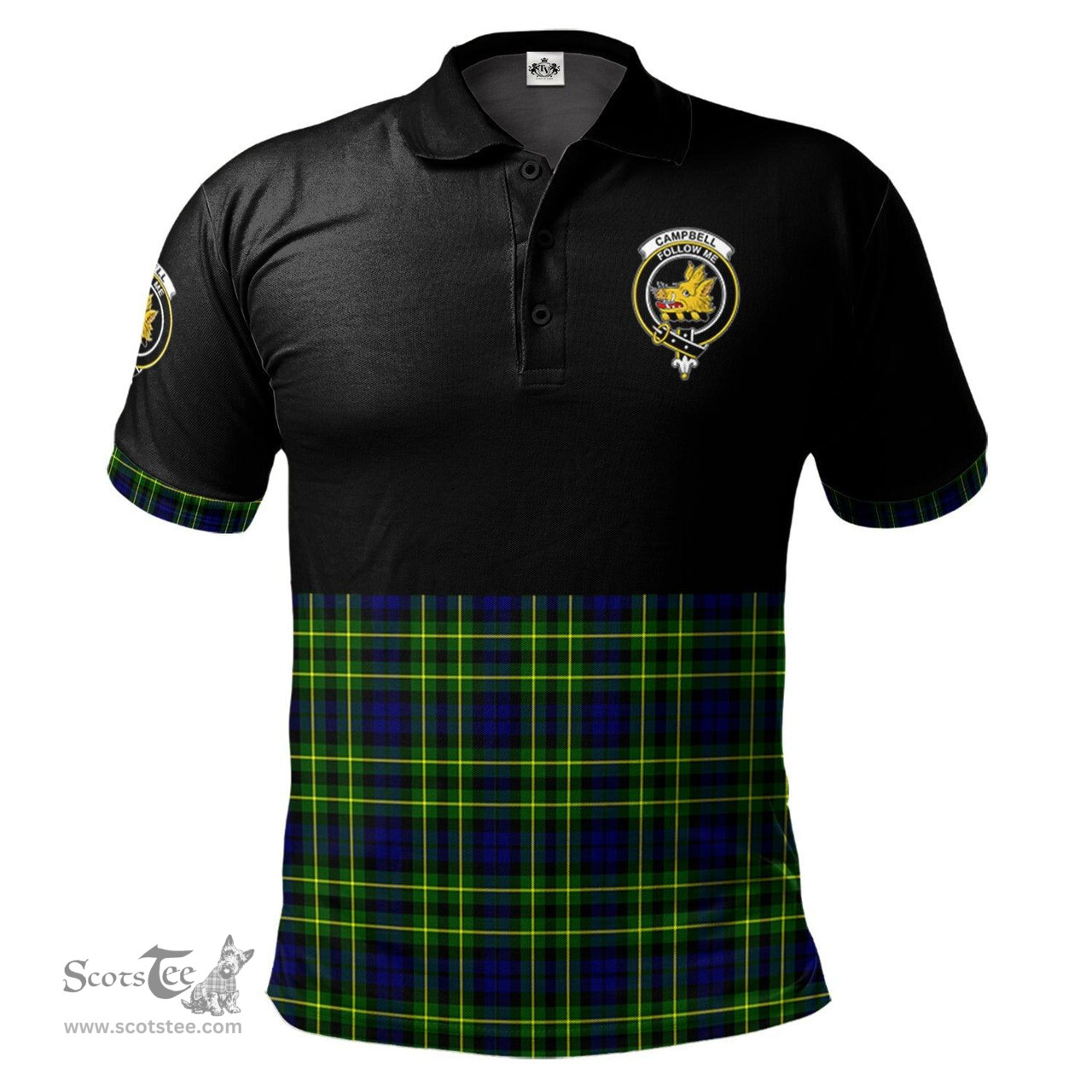 Scottish Campbell of Breadalbane Modern Clan Half Of Tartan Crest Tartan Polo Shirt Scottish Plaid Tartan Plaid - ScotsTee - scotstee.com