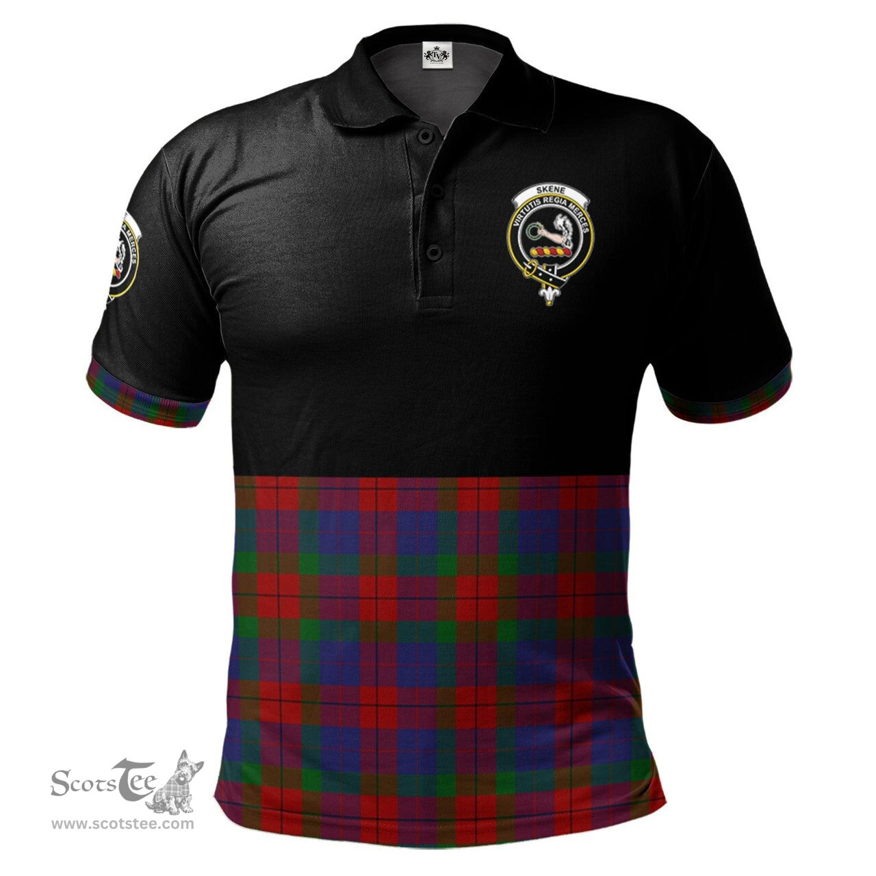 Scottish Skene of Cromar Clan Half Of Tartan Crest Tartan Polo Shirt Scottish Plaid Tartan Plaid - ScotsTee - scotstee.com