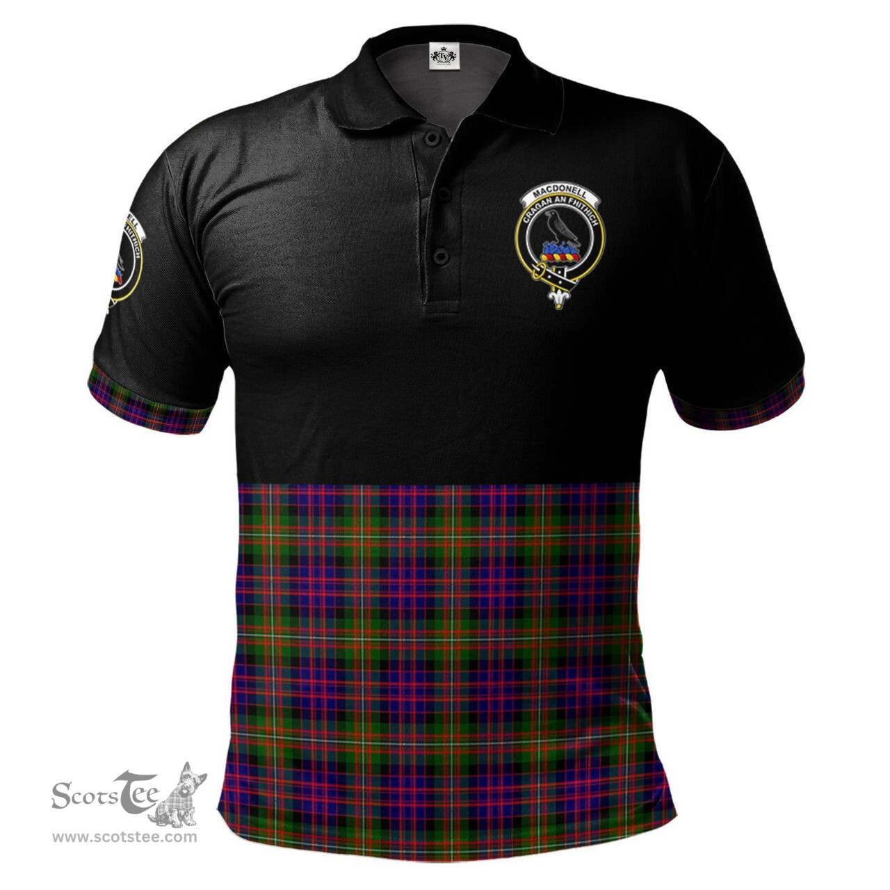 Scottish MacDonnell of Glengarry Modern Clan Half Of Tartan Crest Tartan Polo Shirt Scottish Plaid Tartan Plaid - ScotsTee - scotstee.com