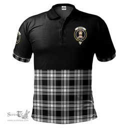 Scottish Menzies Black and White Clan Half Of Tartan Crest Tartan Polo Shirt Scottish Plaid Tartan Plaid - ScotsTee - scotstee.com
