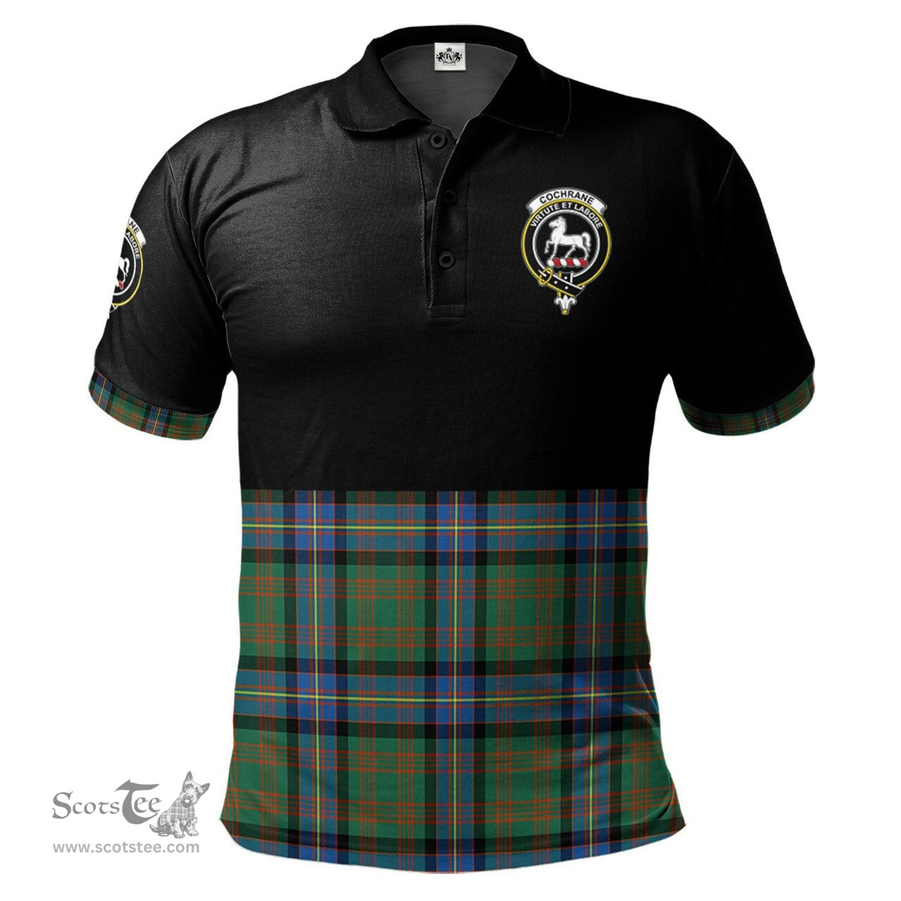 Scottish Cochrane Ancient Clan Half Of Tartan Crest Tartan Polo Shirt Scottish Plaid Tartan Plaid - ScotsTee - scotstee.com