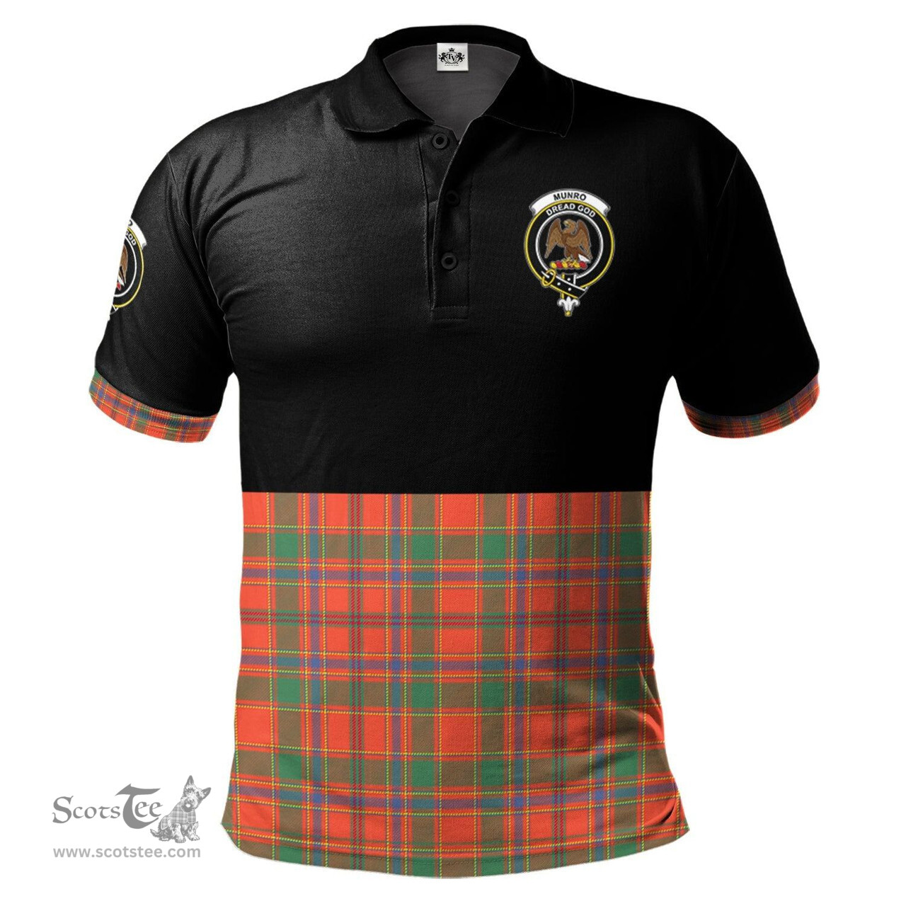 Scottish Munro Ancient Clan Half Of Tartan Crest Tartan Polo Shirt Scottish Plaid Tartan Plaid - ScotsTee - scotstee.com