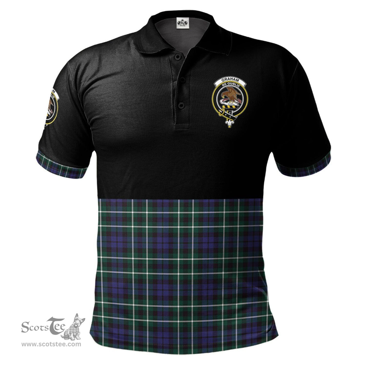 Scottish Graham of Montrose Modern Clan Half Of Tartan Crest Tartan Polo Shirt Scottish Plaid Tartan Plaid - ScotsTee - scotstee.com
