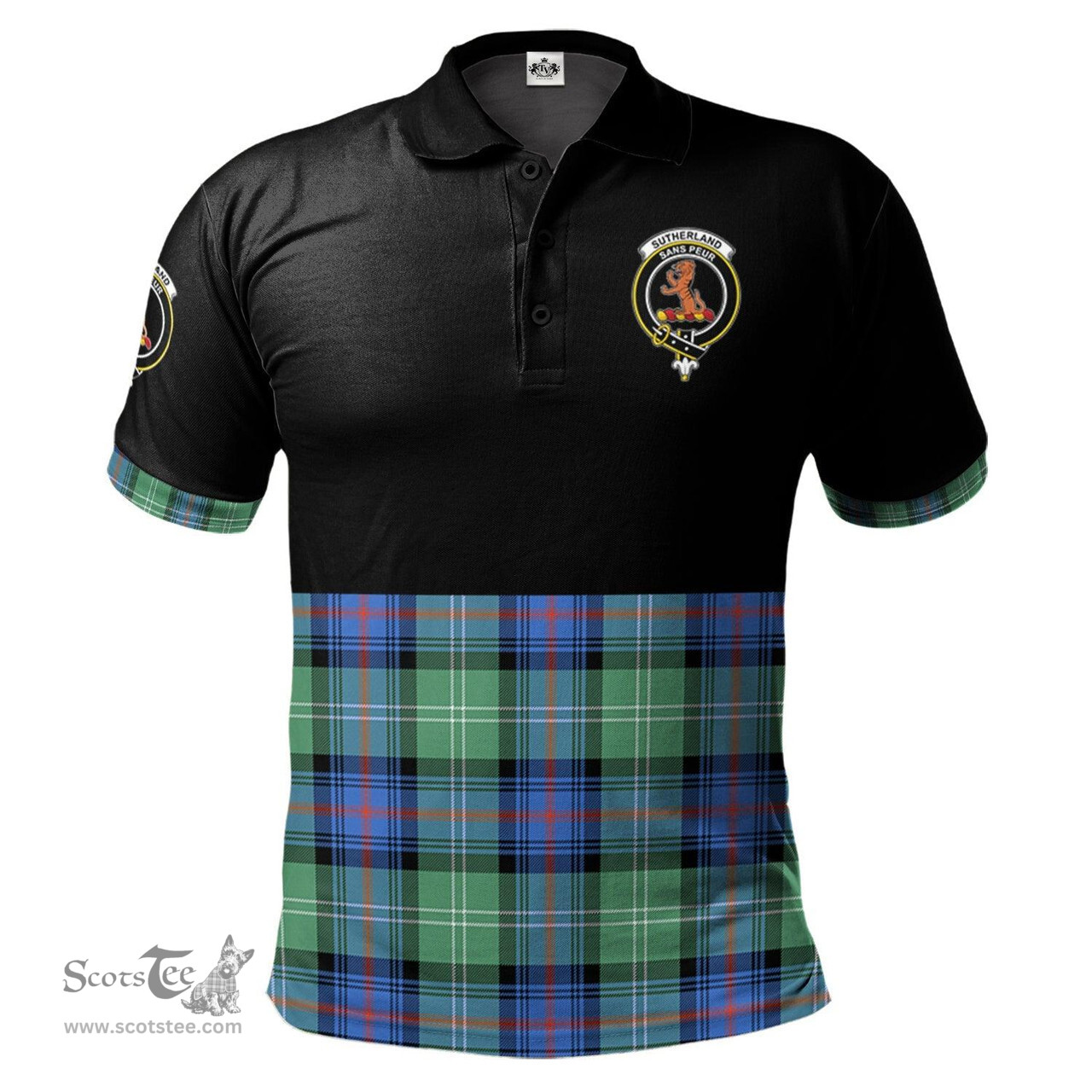Scottish Sutherland Ancient Clan Half Of Tartan Crest Tartan Polo Shirt Scottish Plaid Tartan Plaid - ScotsTee - scotstee.com