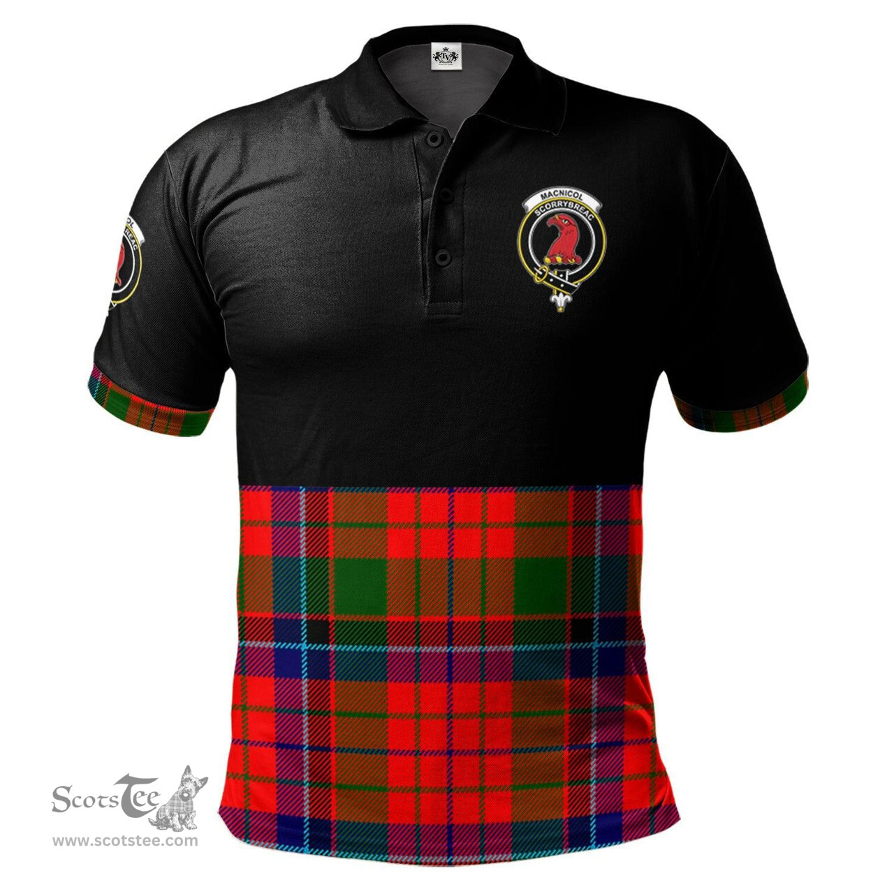 Scottish MacNicol of Scorrybreac Clan Half Of Tartan Crest Tartan Polo Shirt Scottish Plaid Tartan Plaid - ScotsTee - scotstee.com