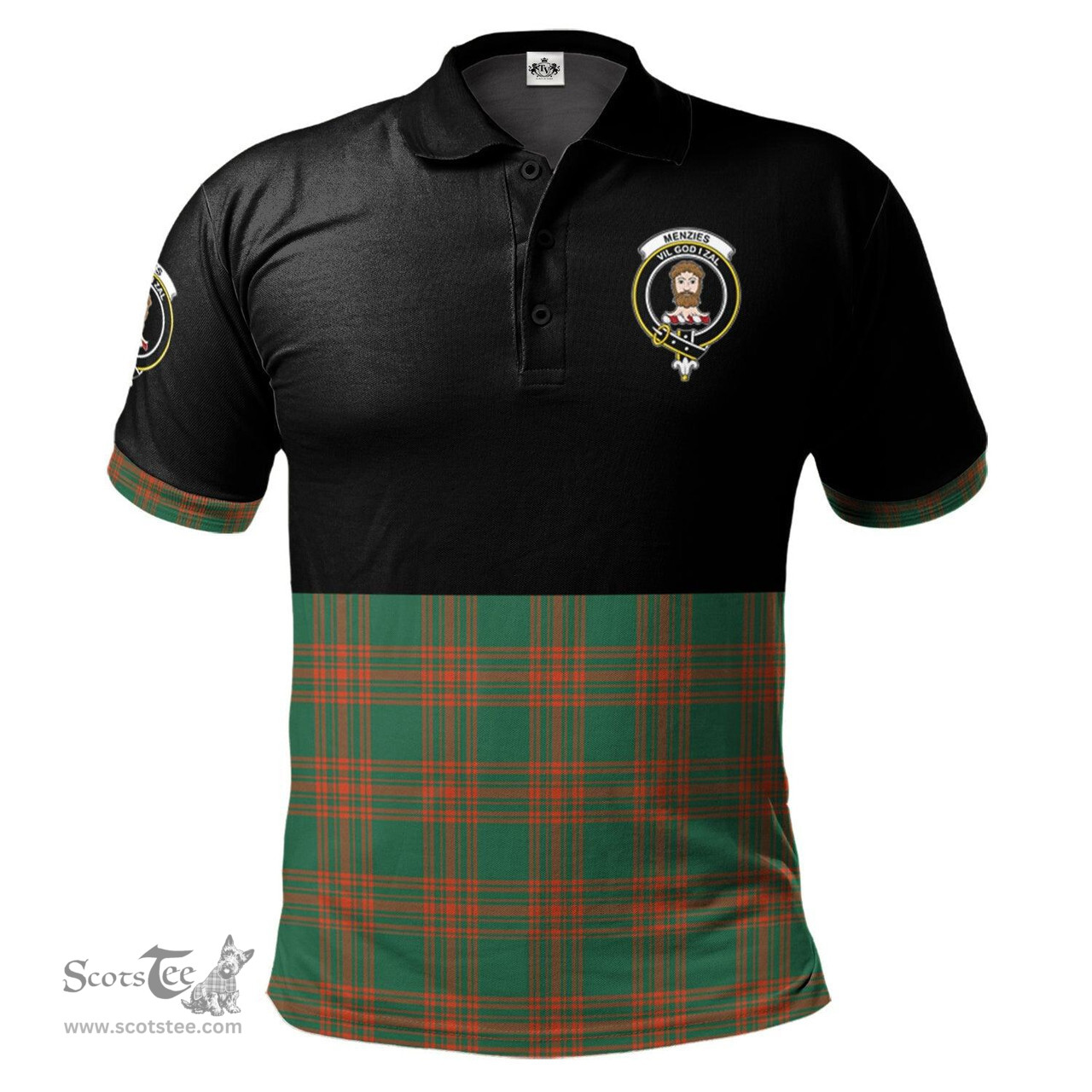 Scottish Menzies Green Ancient Clan Half Of Tartan Crest Tartan Polo Shirt Scottish Plaid Tartan Plaid - ScotsTee - scotstee.com