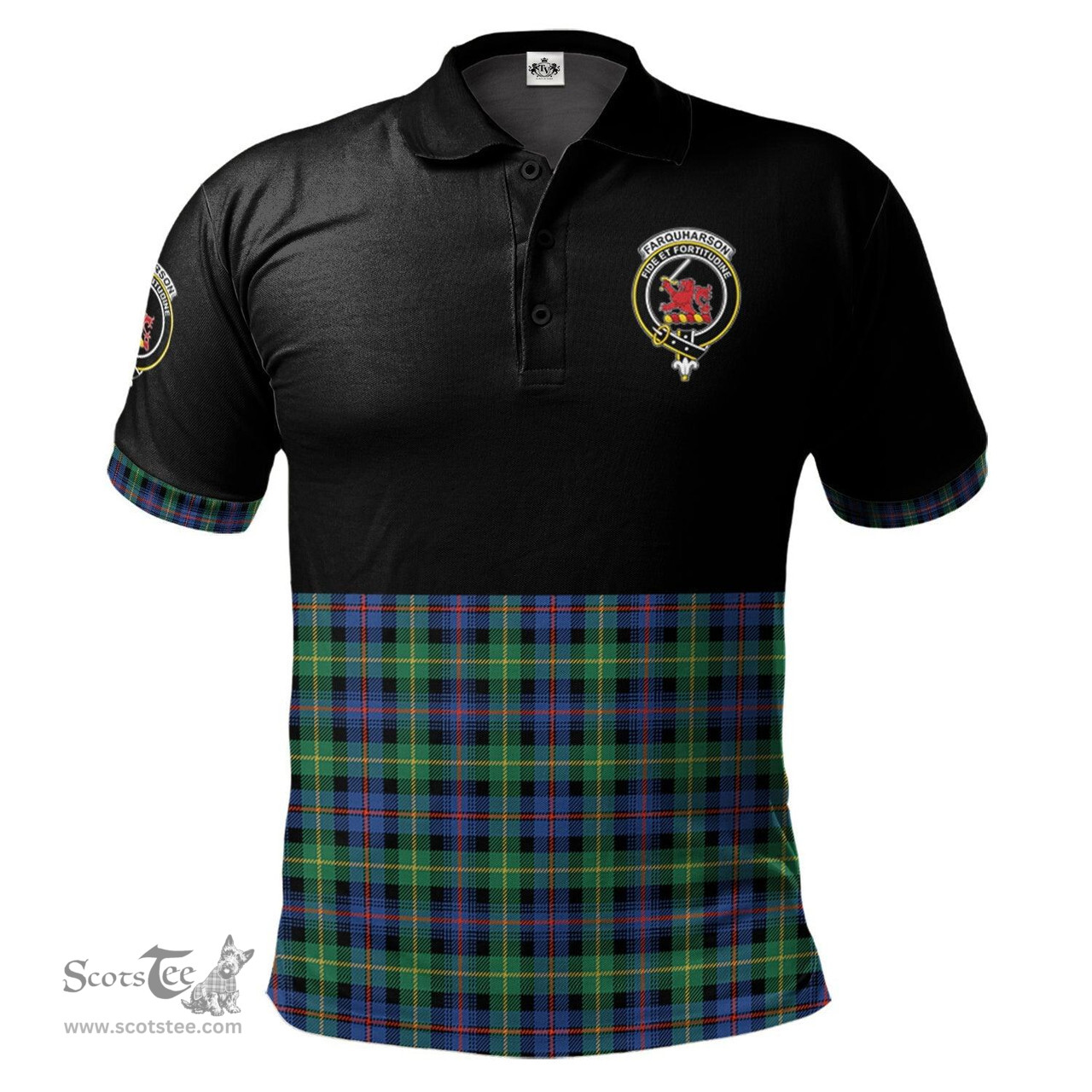 Scottish Farquharson Ancient Clan Half Of Tartan Crest Tartan Polo Shirt Scottish Plaid Tartan Plaid - ScotsTee - scotstee.com
